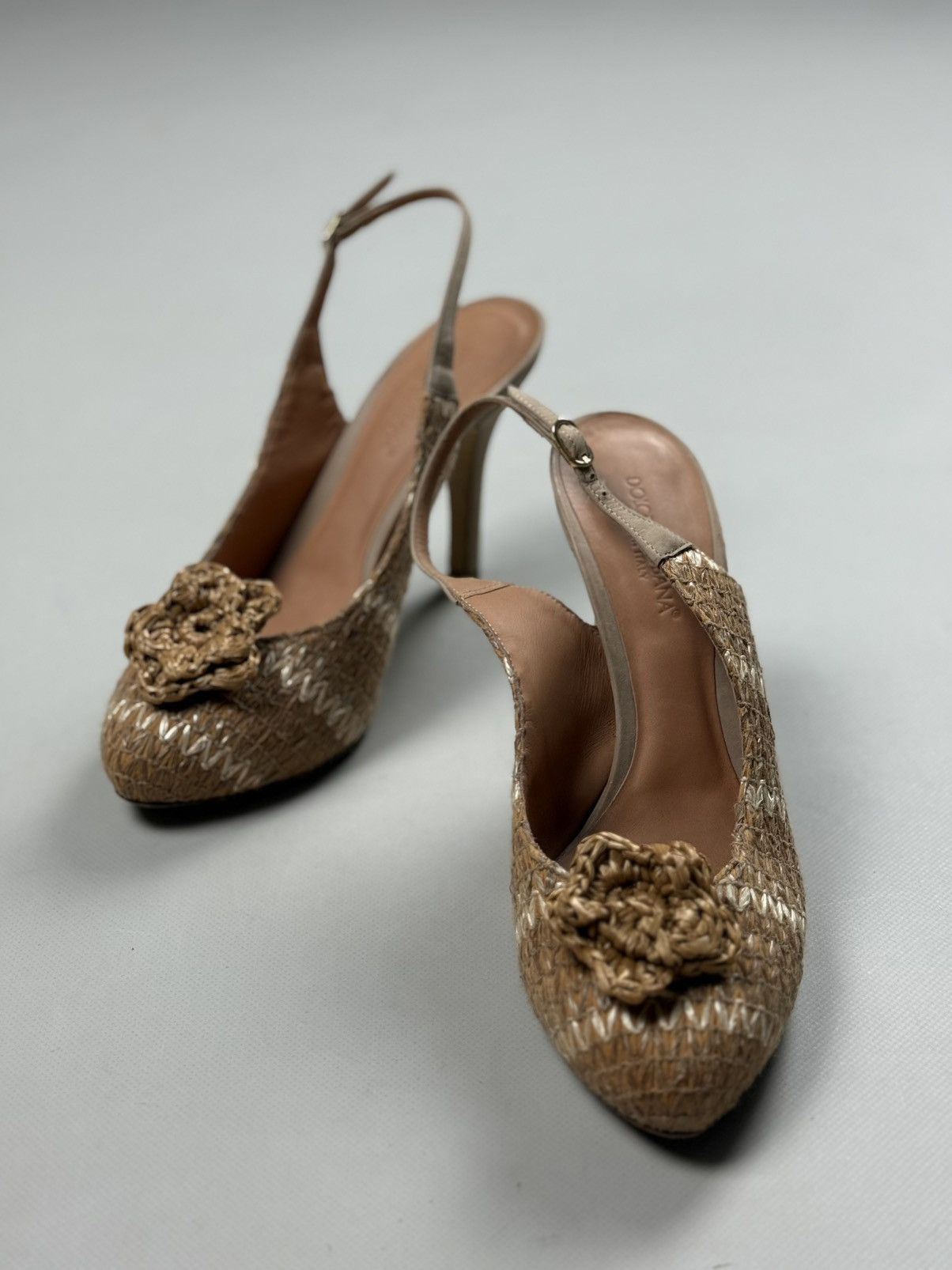 Dolce & Gabbana Dolce & Gabbana Raffia Sling Back Heels Pumps Size 37.5 Size US 7.5 / IT 37.5 - 9 Thumbnail