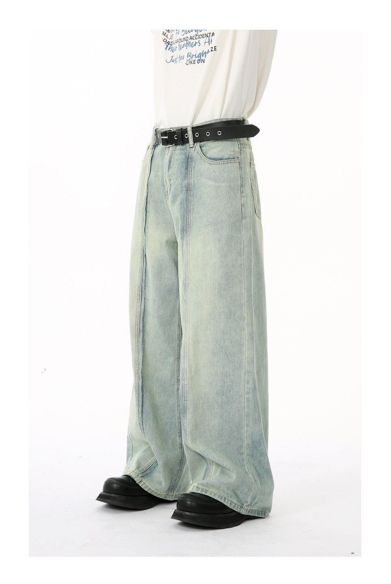 Japanese Brand × Jean Light blue straight wide-leg loose distressed washed jeans Size US 32 / EU 48 - 3 Thumbnail