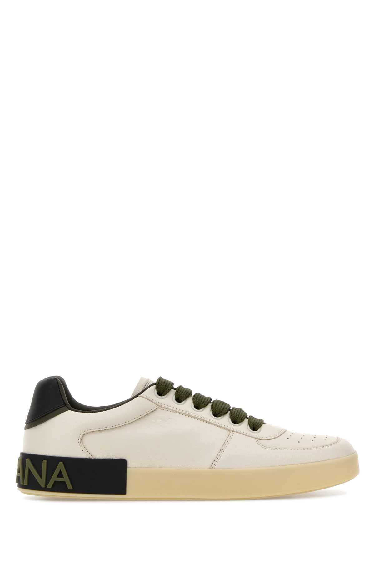 Dolce & Gabbana Ivory Leather Portofino Sneakers Size US 10 / EU 43 - 1 Thumbnail