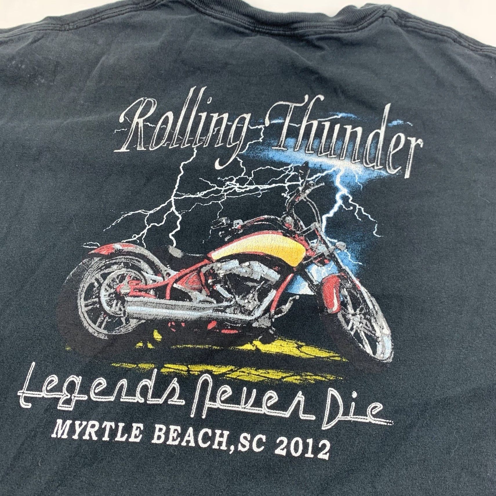 Harley Davidson VINTAGE Harley-Davidson Rolling Thunder Myrtle Beach T Shirt Adult Large Black Motorcycle Biker 2012 Mens L Black Short Sleeve Crew Neck T-Shirt Size US L / EU 52-54 / 3 - 2 Thumbnail