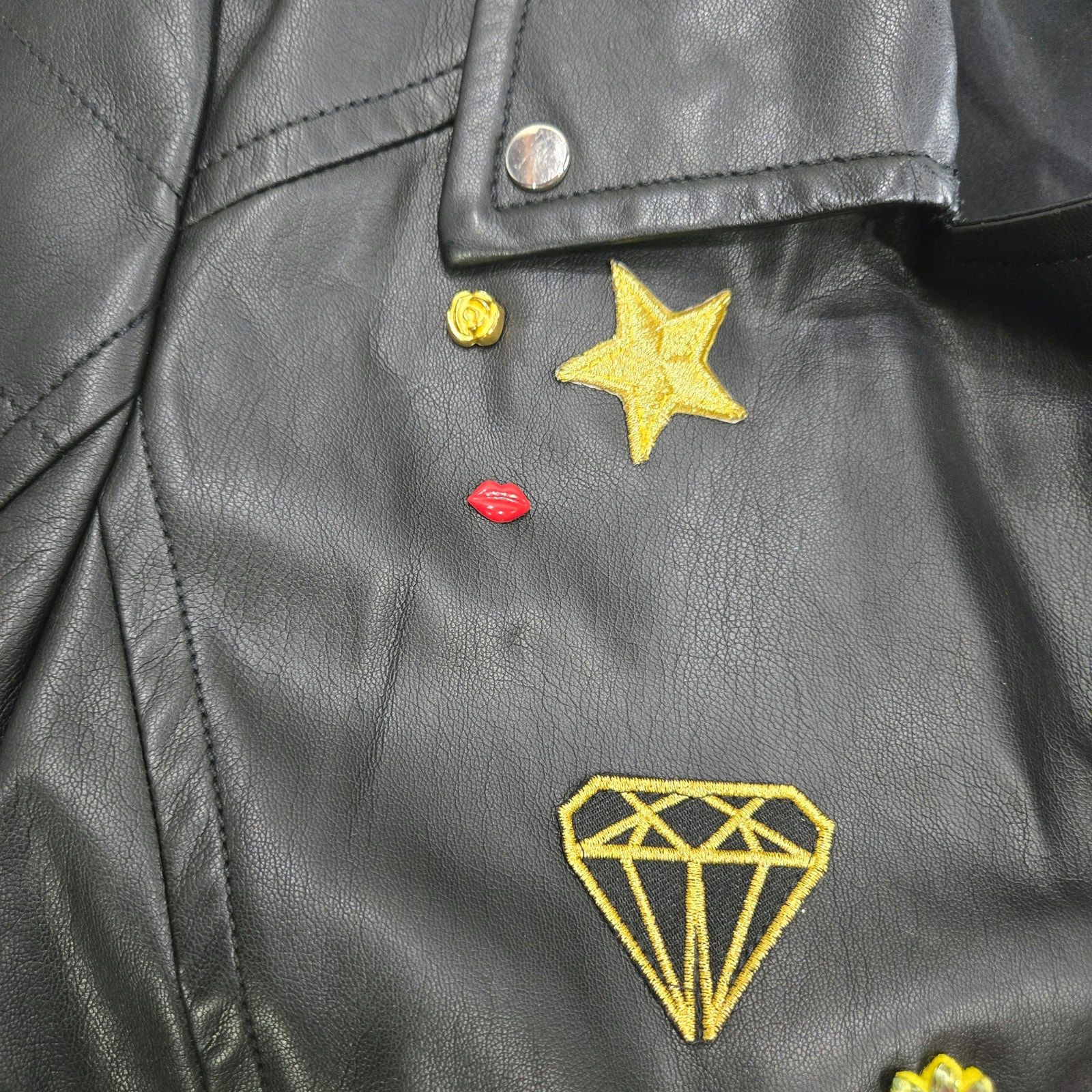 Express Black Faux Leather Moto Jacket Y2K Rocker Size Medium Size M / US 6-8 / IT 42-44 - 13 Thumbnail