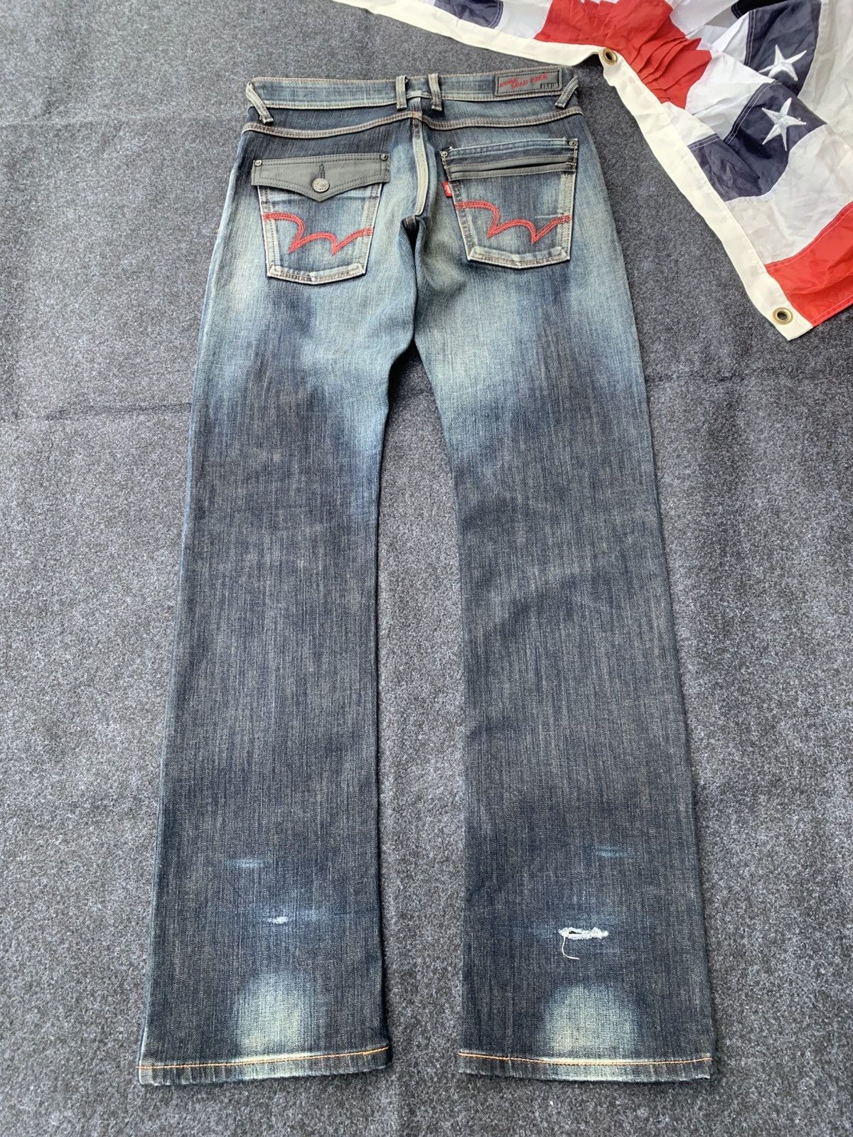 Edwin RARE 💥 Edwin EDGE WOLD FIRE jeans faded style. Size US 30 / EU 46 - 2 Thumbnail