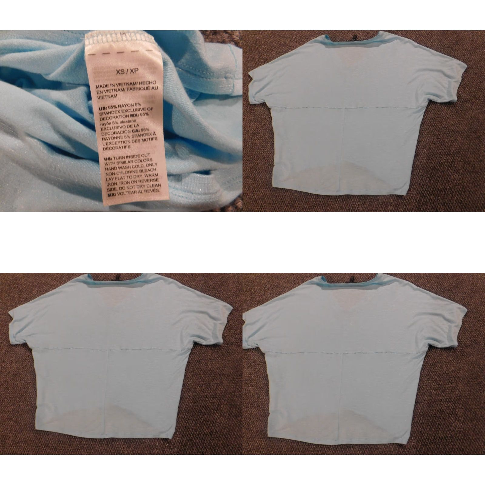 White House Black Market White House Black Market Blouse Womens XS blue V-Neck Pullover Short Sleeve Stretch Rayon Casual Regular Buttonless N/A Size XS / US 0-2 / IT 36-38 - 8 Thumbnail