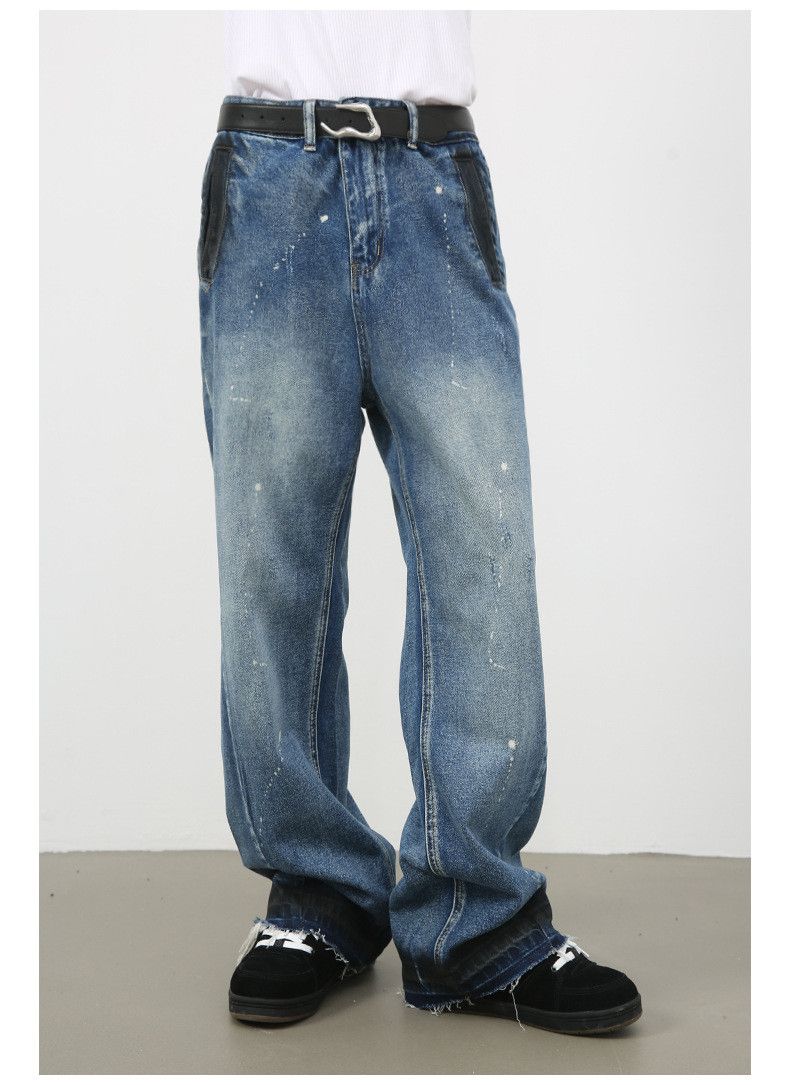 Japanese Brand American street style raw edge washed wide leg jeans Size US 32 / EU 48 - 3 Thumbnail