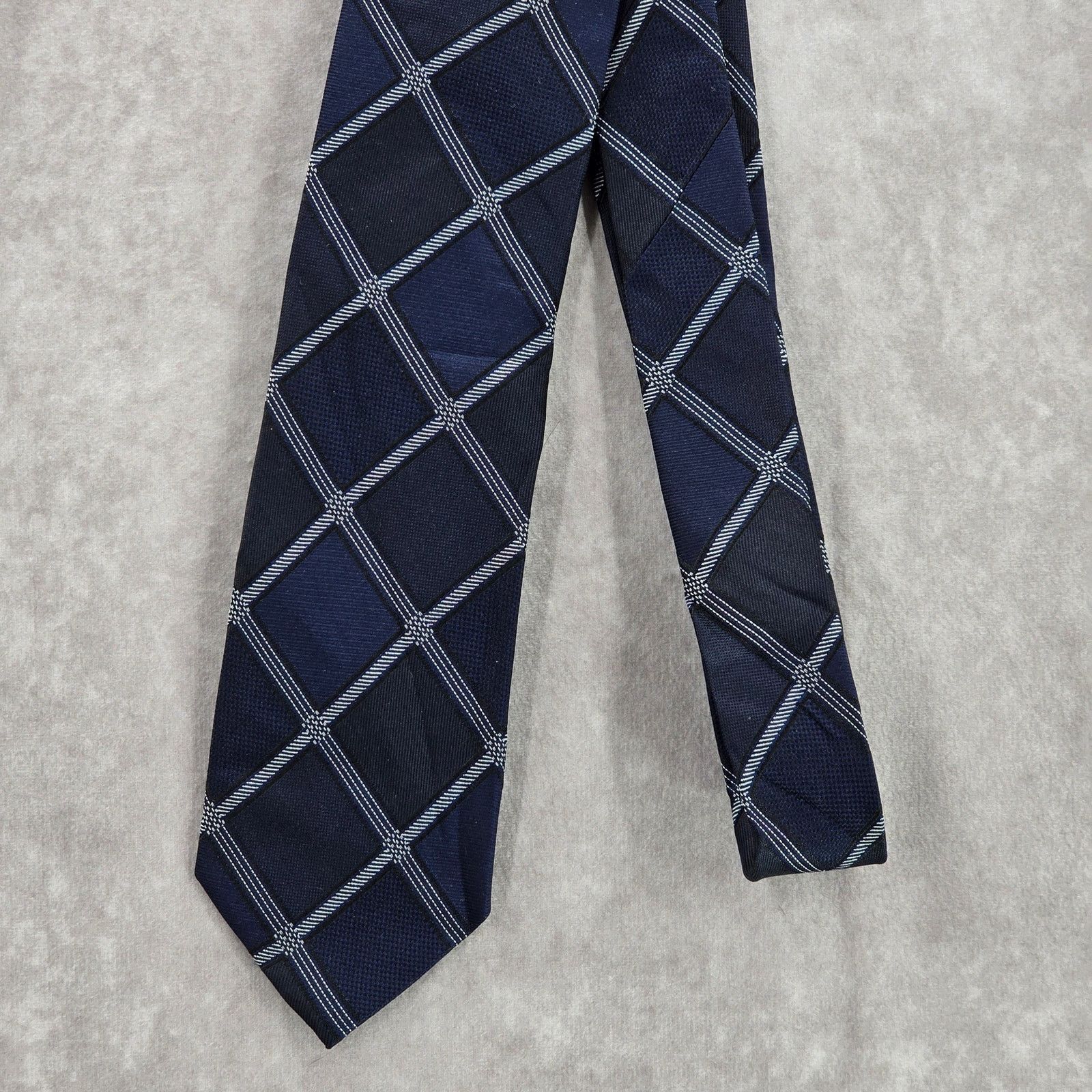 Calvin Klein Calvin Klein Blue Plaid Tartan 100% Silk Men's Neck Tie Size 30 - 2 Thumbnail