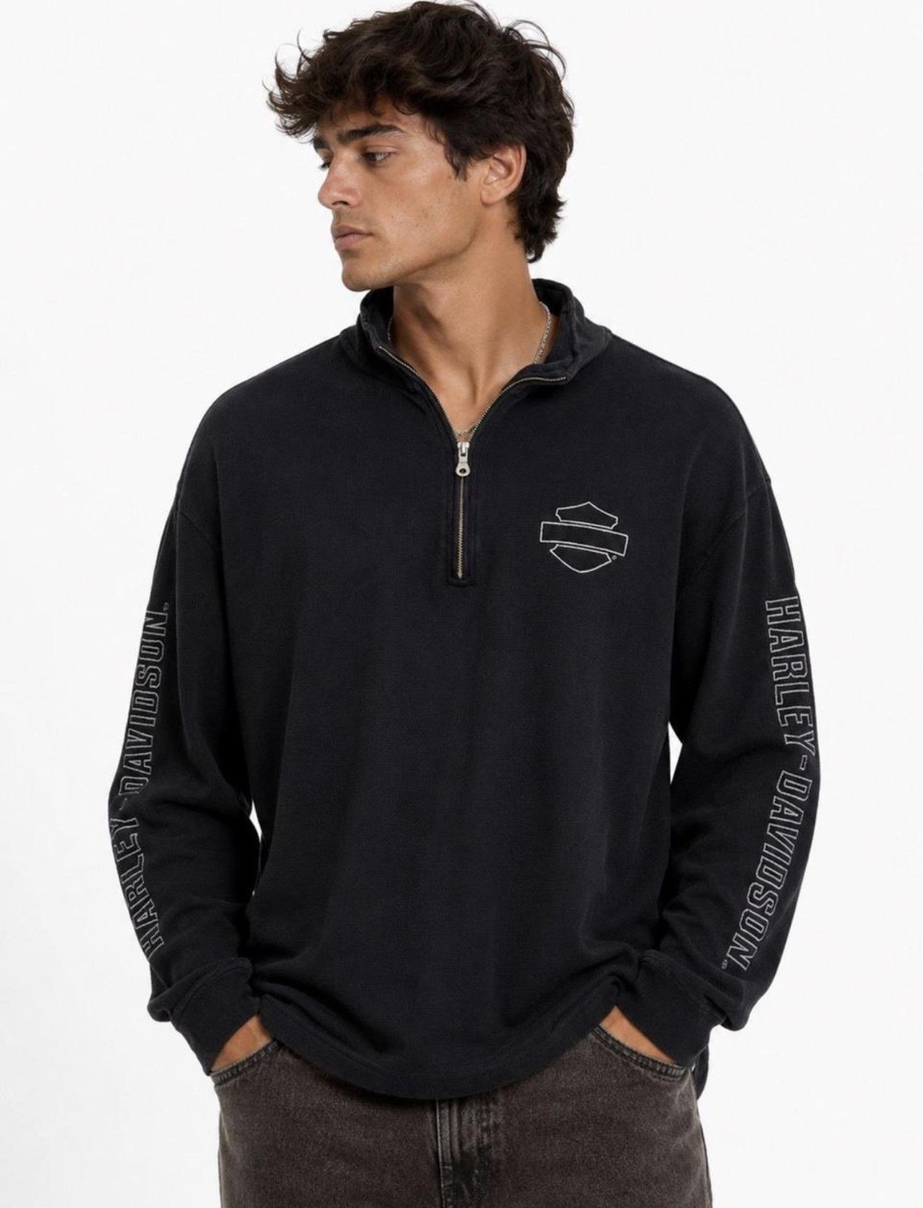 Harley Davidson Harley-Davidson Black 1/4 Zip Thermal Pullover Shirt XL Size US XL / EU 56 / 4 - 6 Thumbnail