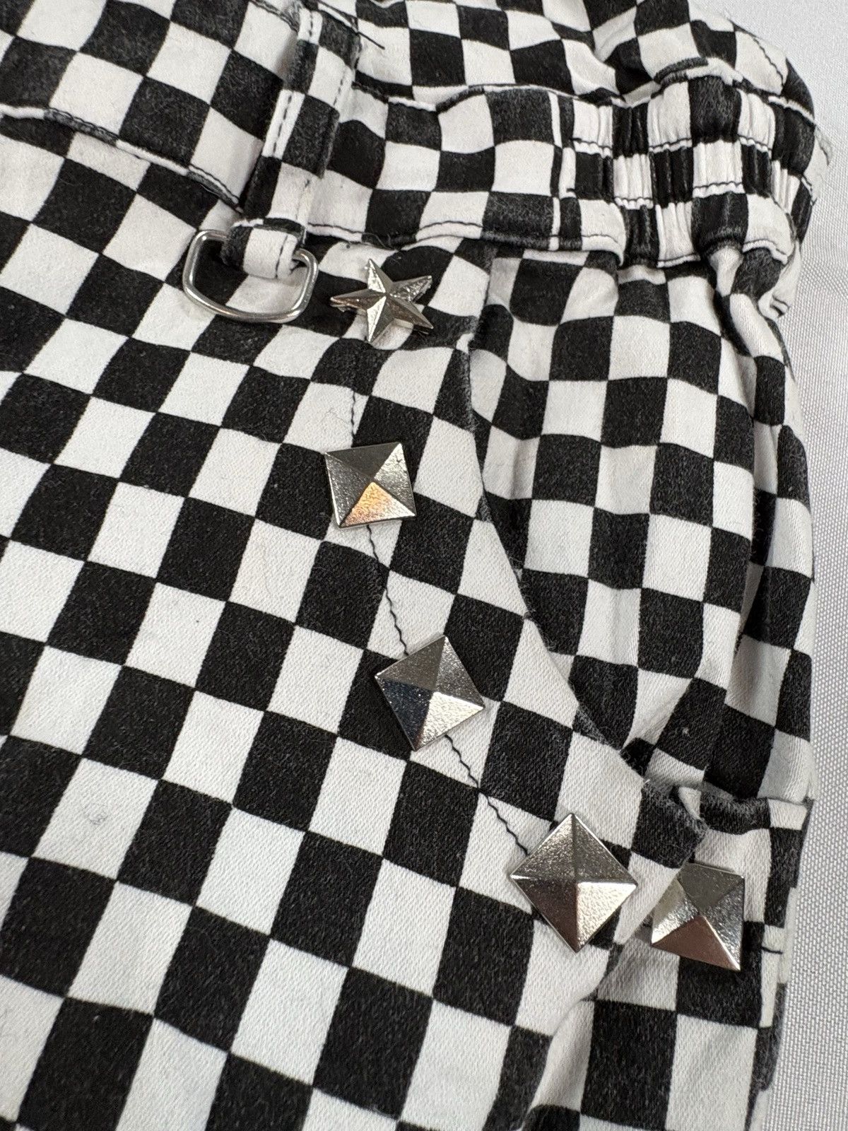 Other Lover’s Rock Checkerboard Studded Overalls Pants Size 24" / US 00 / IT 34 - 4 Thumbnail
