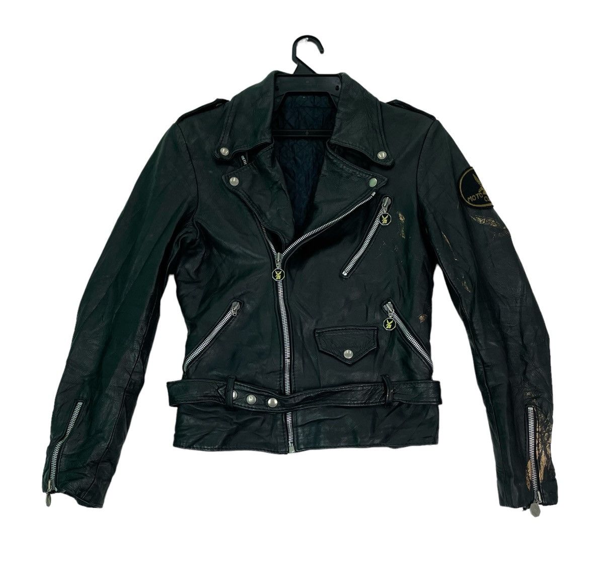 Vintage Rare 70s Moto Cuir double collar motorcycle biker jacket Size US S / EU 44-46 / 1 - 1 Thumbnail