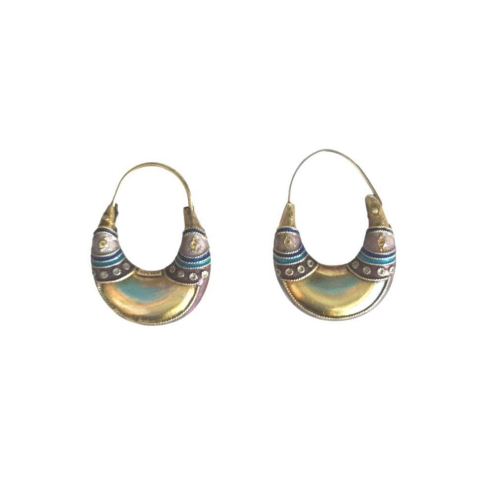 The Unbranded Brand Gold Plated Purple Enamel Crescent Earrings Sterling Silver Size ONE SIZE - 1 Thumbnail