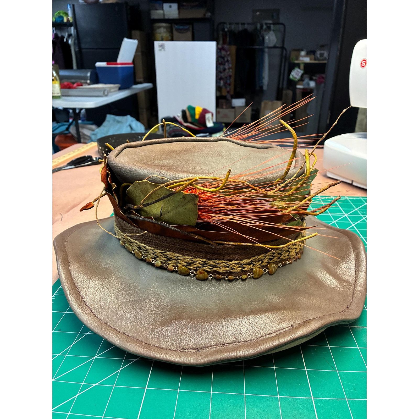Other Handcrafted leather woodland wide brim hat – SaintArtPhilly Size ONE SIZE - 2 Thumbnail