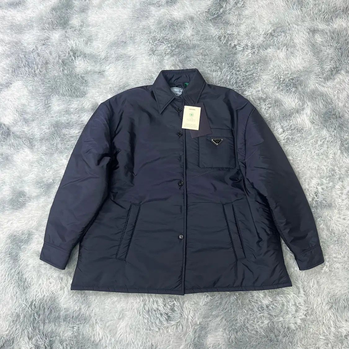 Prada Archive 90s Prada Milano Iridescent Nylon Balmacaan Coat