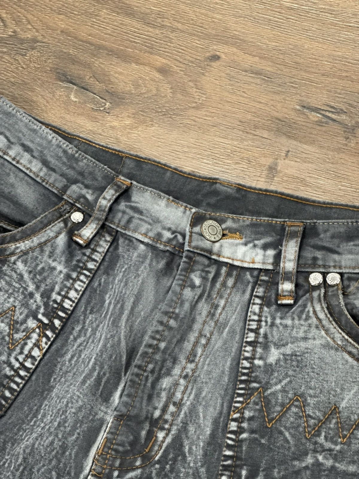 Japanese Brand Baggy Grey Reaper Textured Denim - Wide Leg Streetwear Jeans Size US 34 / EU 50 - 13 Thumbnail