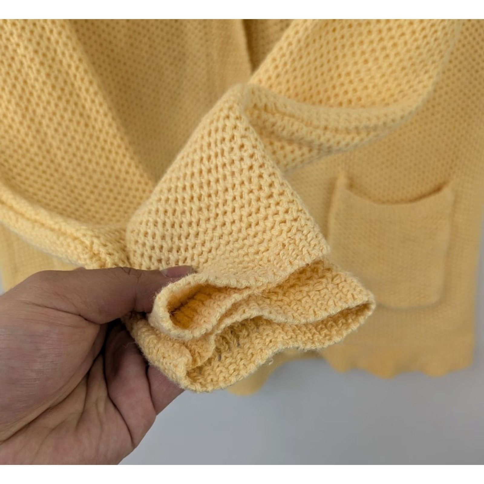 Vintage Mainstreet Blues Cardigan Sweater Long Sleeve Button V-Neck Yellow M Womens Plus Size Size M / US 6-8 / IT 42-44 - 3 Thumbnail