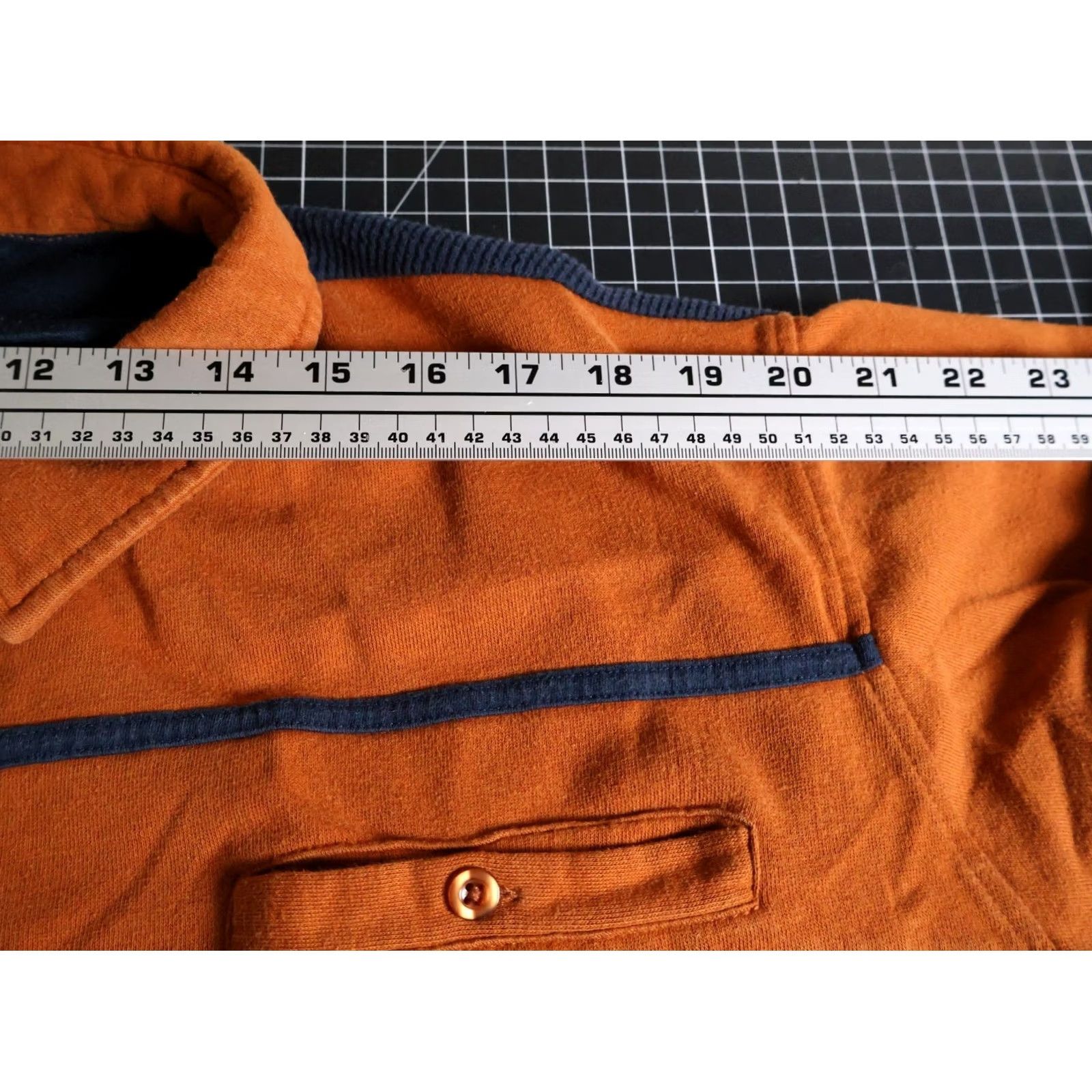 Haband 90s Waffle Knit Polo Shirt Mens 3XL Blue Orange Striped Long Sleeve Vintage VTG Size US XXL / EU 58 / 5 - 7 Thumbnail