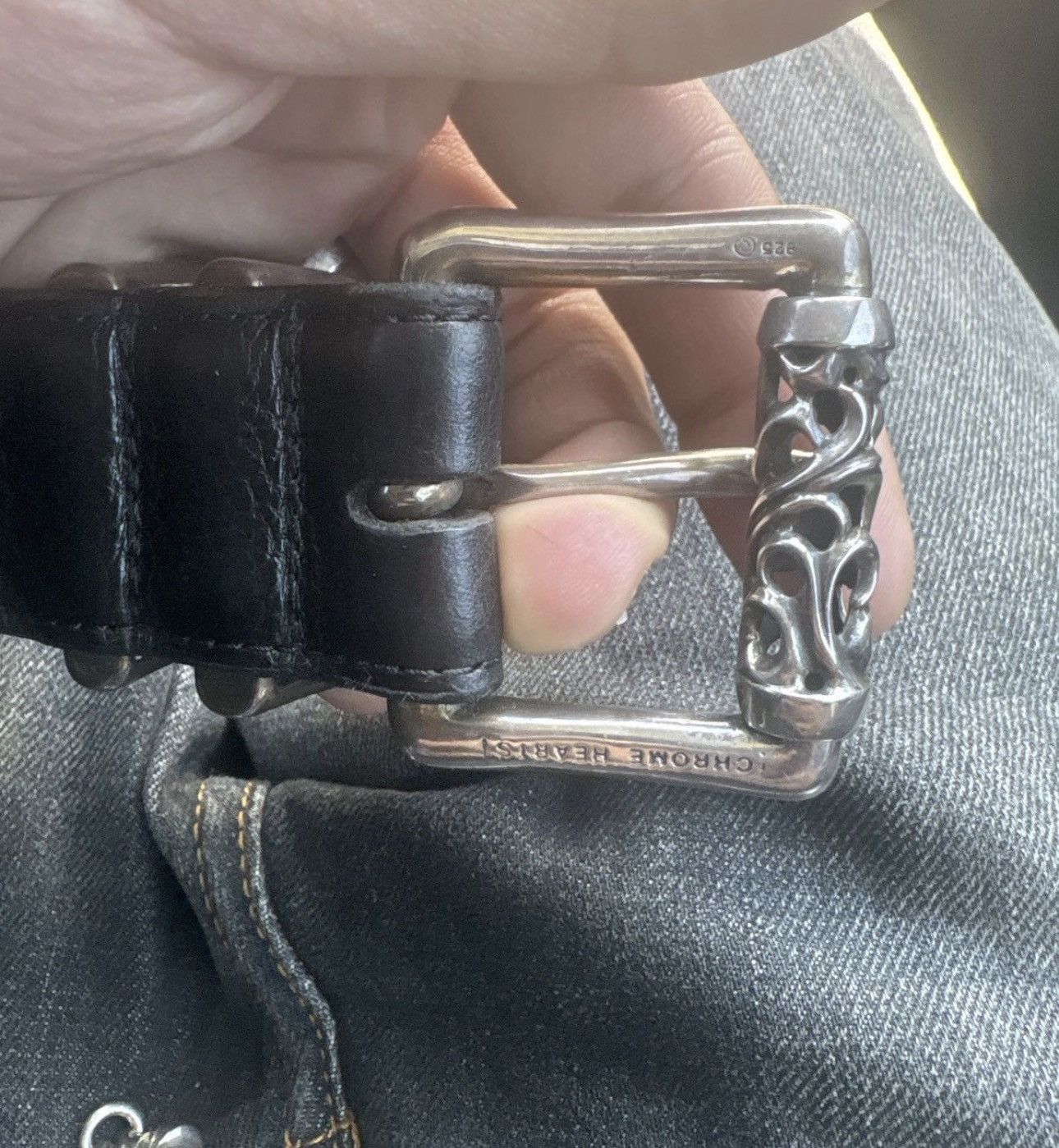Chrome Hearts - Chrome Hearts Leather Roller Belt Size 38 - 21 Thumbnail