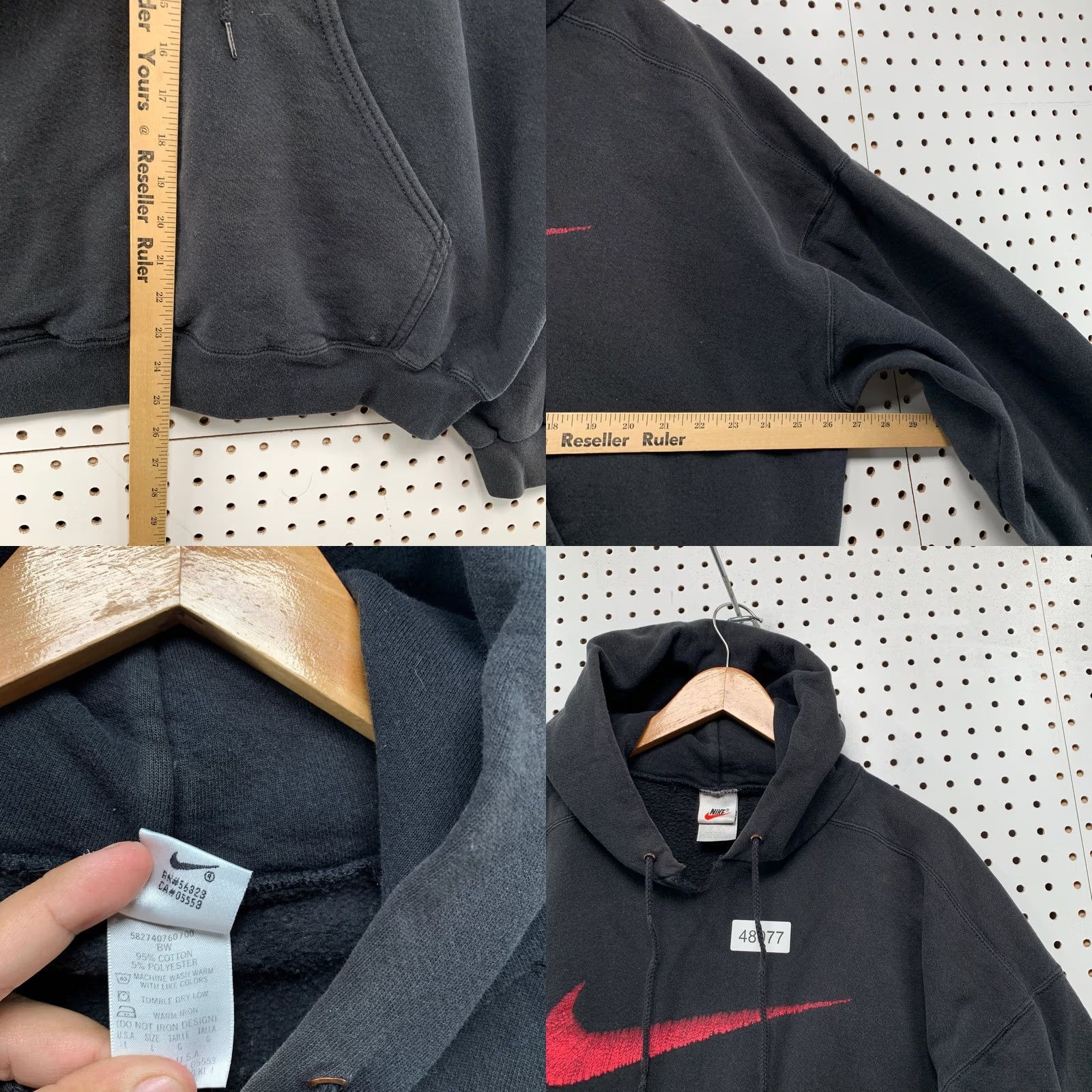 Nike VINTAGE Nike Hoodie Sweatshirt Men L Black Center Swoosh Essential 90s Theme Mens Size US L / EU 52-54 / 3 - 9 Thumbnail