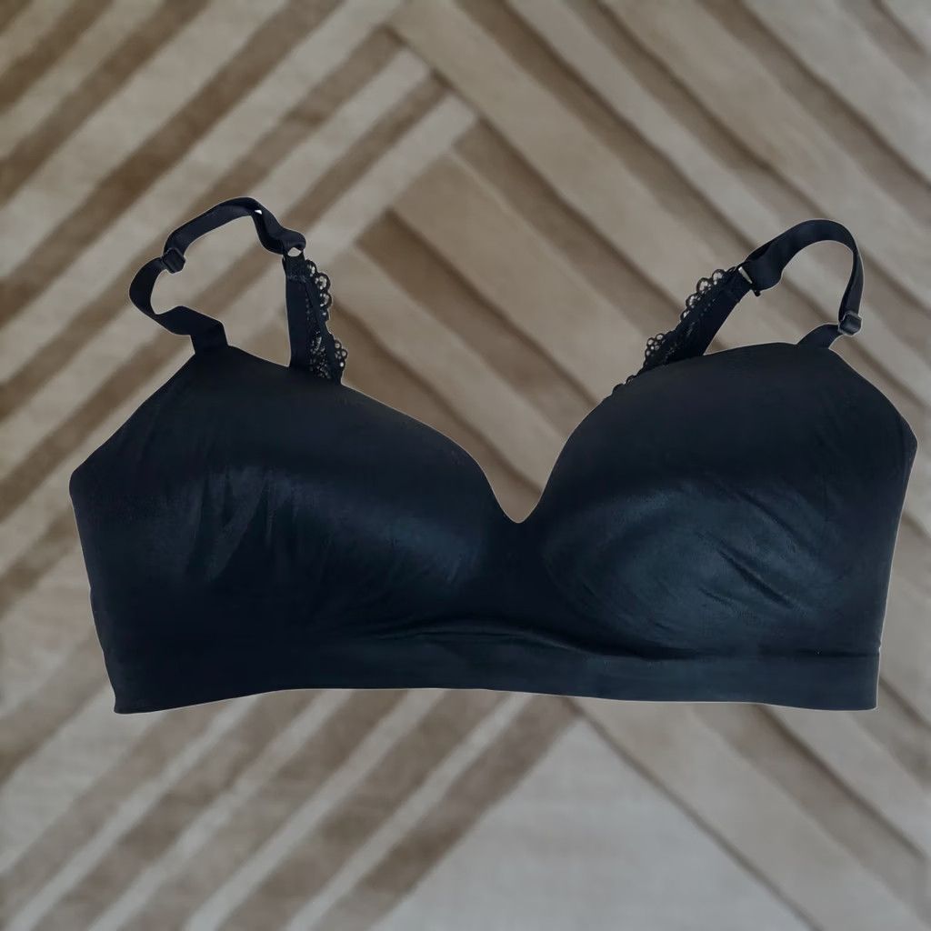 Vintage Soma Enbliss Wireless Bra Black Lace Trim Adjustable Straps 38D Size ONE SIZE - 1 Thumbnail