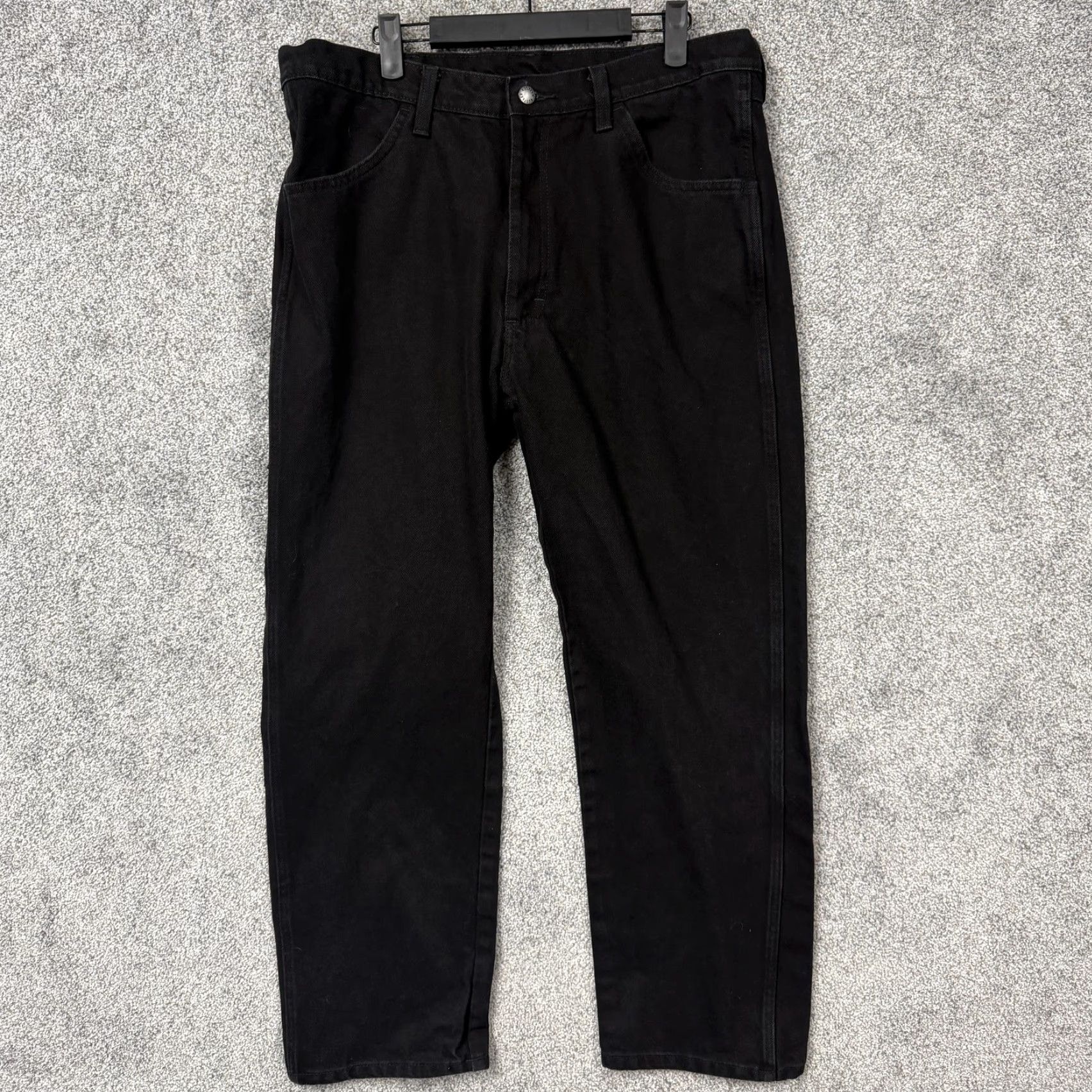 Denime Rustler Jeans Mens 36x28 Black Denim Straight Leg Workwear 5-Pocket Classic Dark Wash Mens Size US 36 / EU 52 - 2 Thumbnail