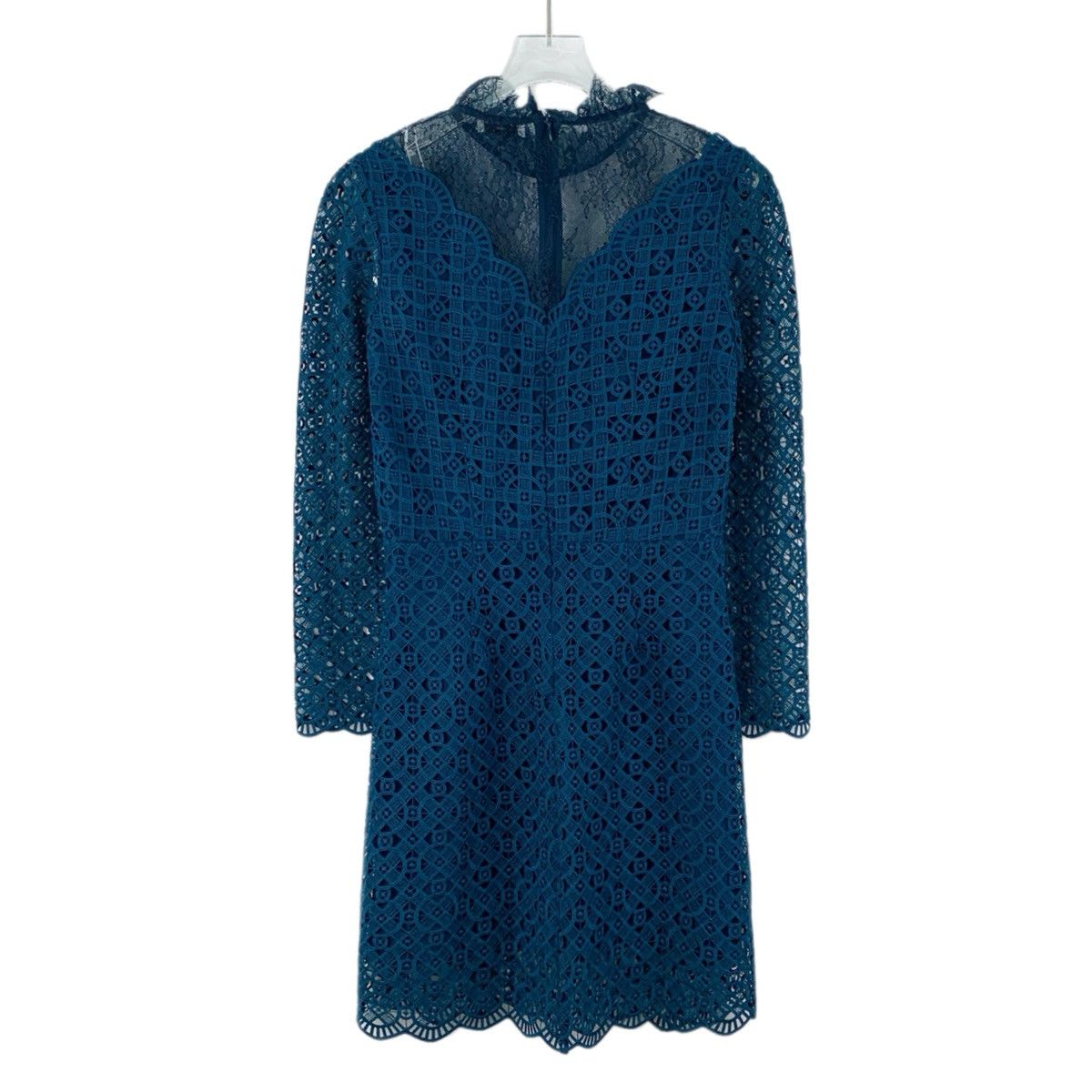 Sandro Sandro Blue Floral Lace Hollow Out Long Sleeve Dress K26WX Size M / US 6-8 / IT 42-44 - 2 Thumbnail