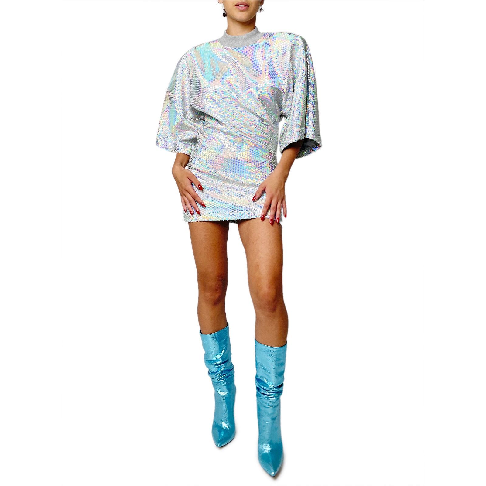 The Attico Silver Wide Short Sleeveless High Neck Tunic / Mini Dress Size M / US 6-8 / IT 42-44 - 1 Thumbnail