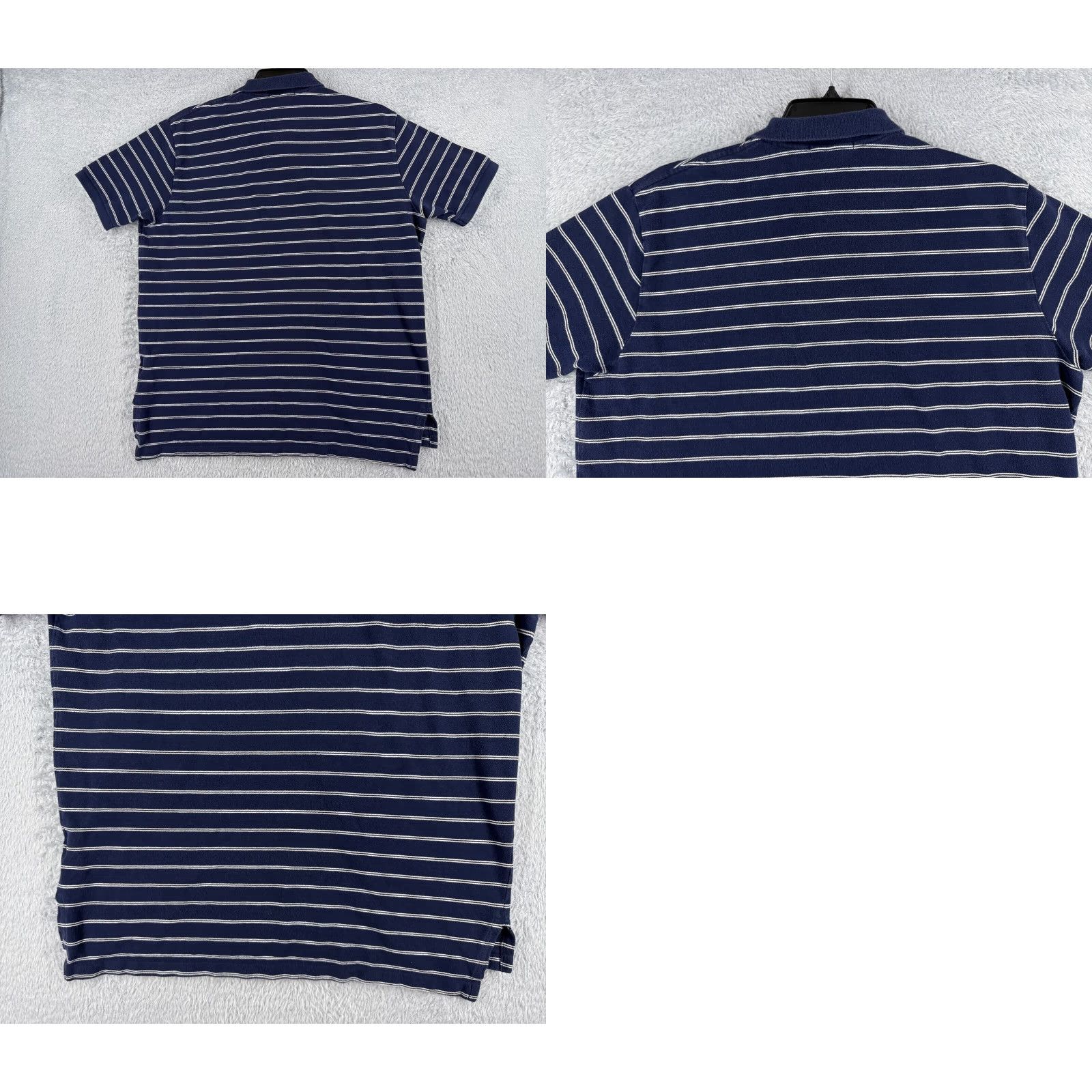 Ralph Lauren VINTAGE Polo Ralph Lauren Shirt Mens Extra Large Blue Stripe 100% Cotton Knit Polo Shirt XL Blue Ralph Lauren Mens 70s Vintage Size US XL / EU 56 / 4 - 9 Thumbnail