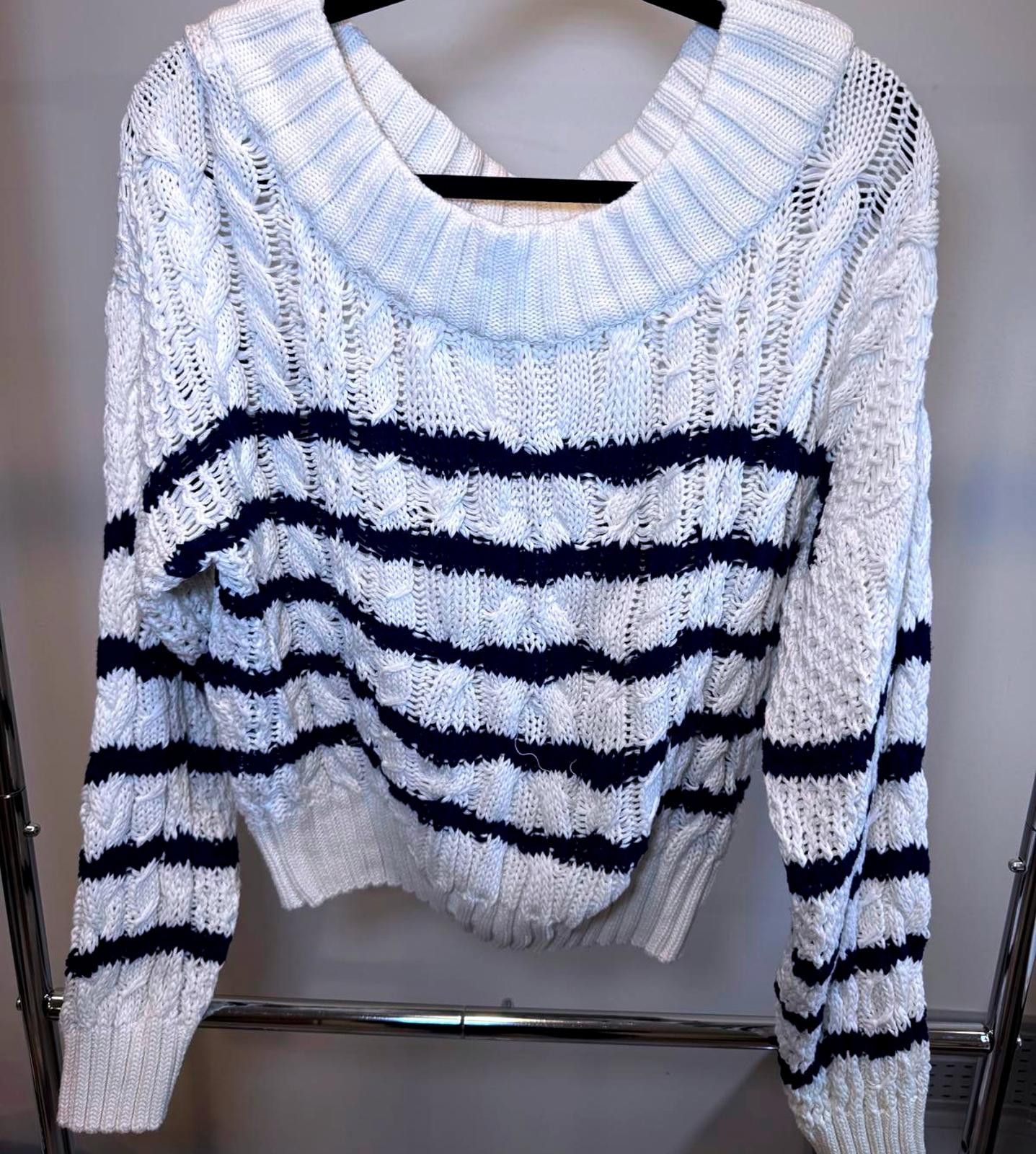 Designer Cozy Striped Sweater by Anthropologie Size L / US 10 / IT 46 - 1 Thumbnail