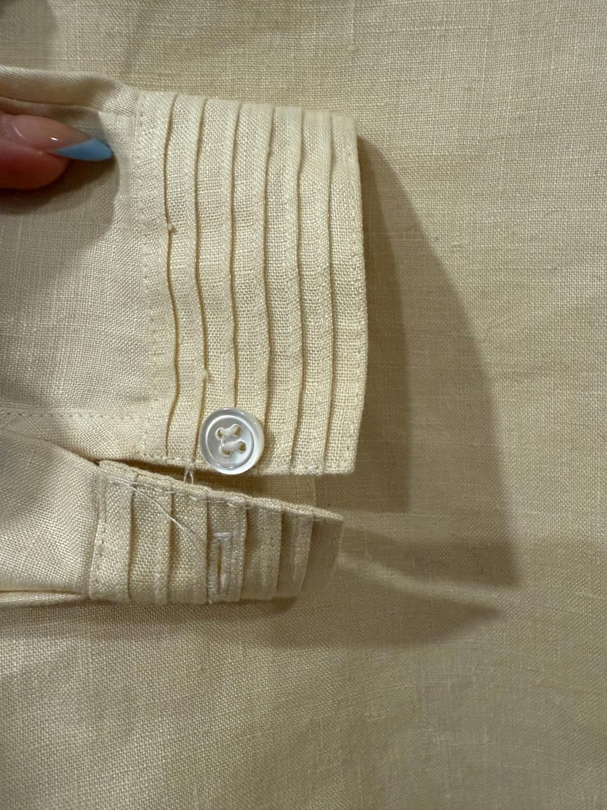 Designer Liz Claiborne Vintage Cream button-up Linen (10) Size L / US 10 / IT 46 - 2 Thumbnail