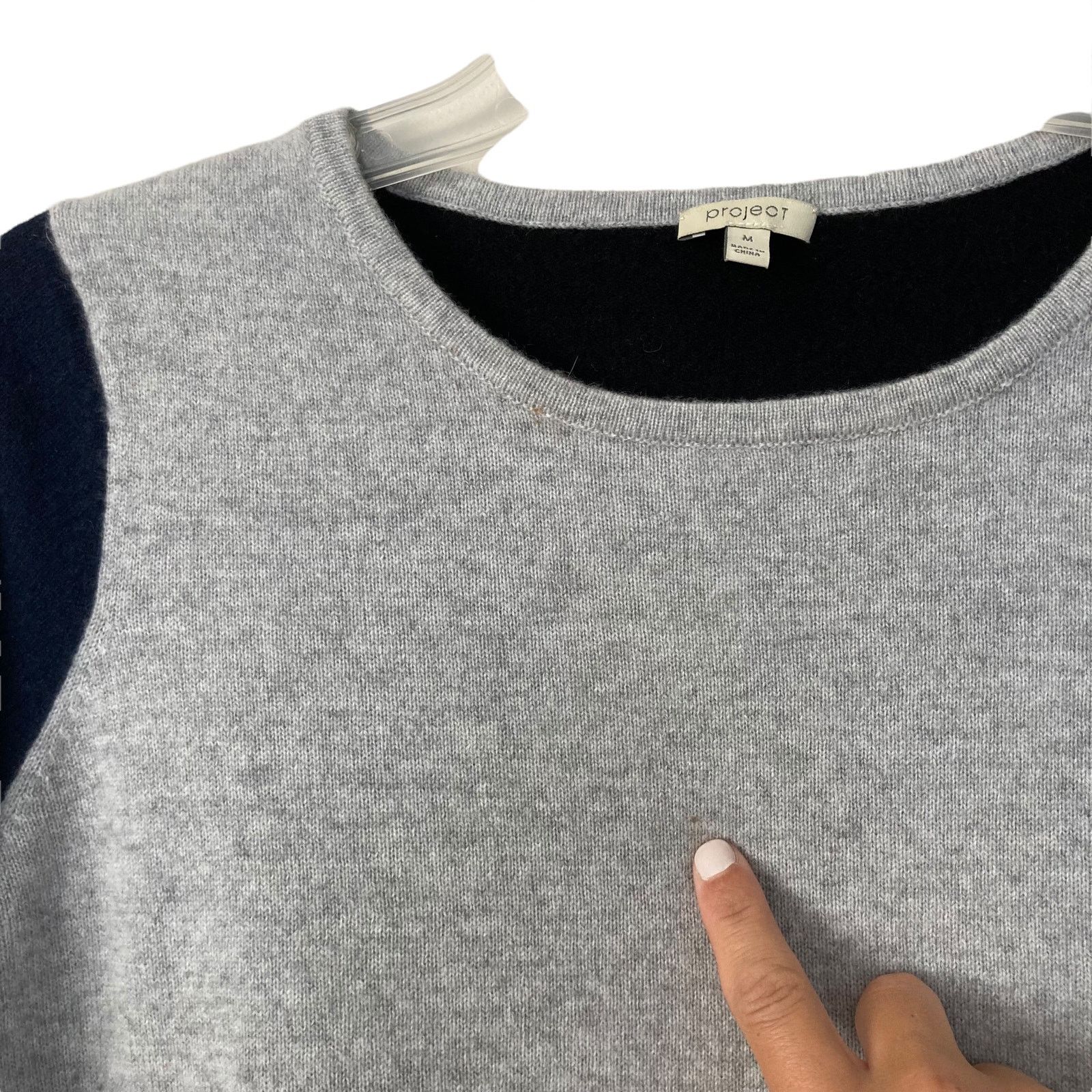 Other PROJECT Colorblock Gray Black Blue 100% Cashmere Sweater M Size M / US 6-8 / IT 42-44 - 2 Thumbnail
