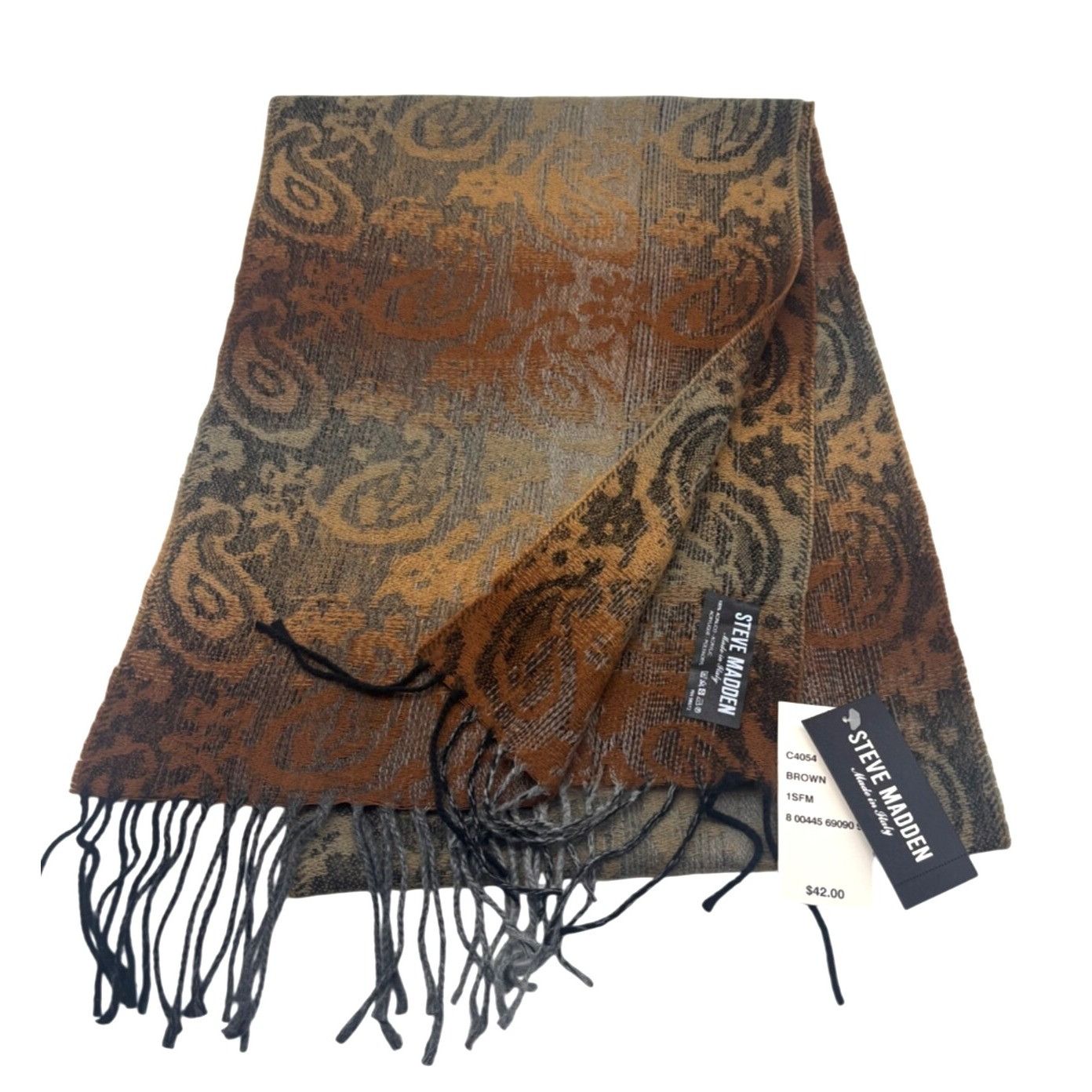 Steve Madden Steve Madden Mid Weight Ombré Paisley Scarf, 11”x 70”, Brown Size ONE SIZE - 2 Thumbnail