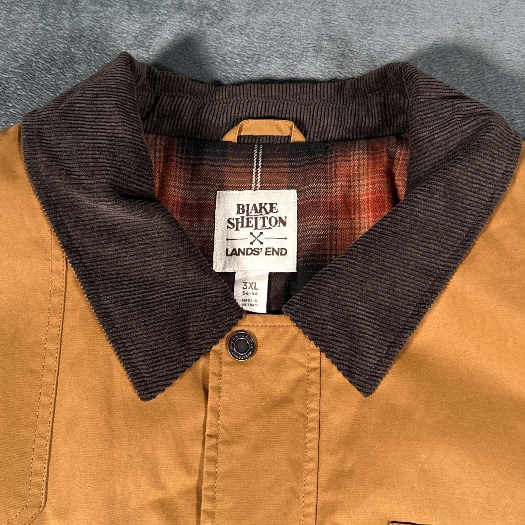 Lands' End VINTAGE Lands' End Chore Coat Jacket Mens 3XL Tan Brown Canvas Cotton Blend Insulated Lined Pockets Full Zip Zipper Button Size US XXL / EU 58 / 5 - 2 Thumbnail
