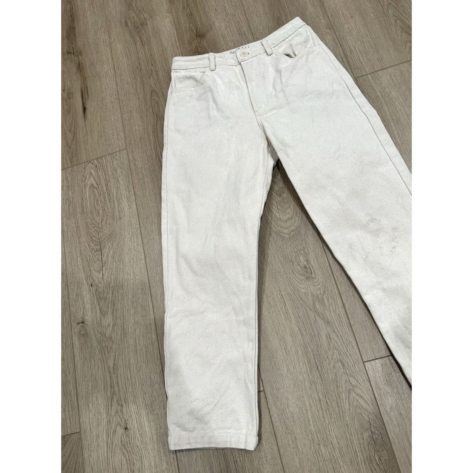 Ulla Johnson Diamond Leah Birds Eye Weave Trouser Chino Pants Women Ivory Cotton Canvas Size 6 Pockets USA Regular Straight Vintage: No Size 28" / US 6 / IT 42 - 3 Thumbnail