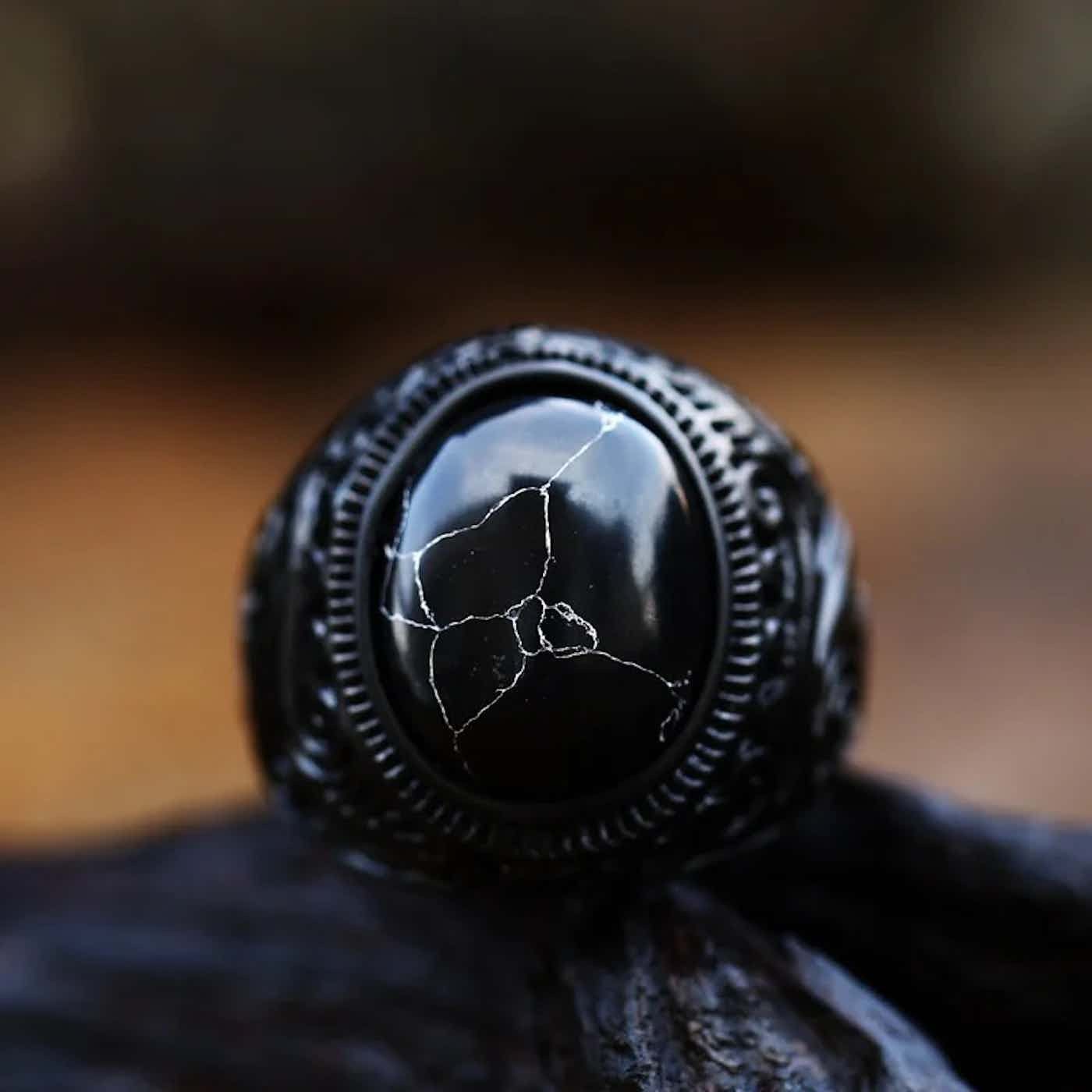 Other Black Stone Ring Size ONE SIZE - 6 Thumbnail