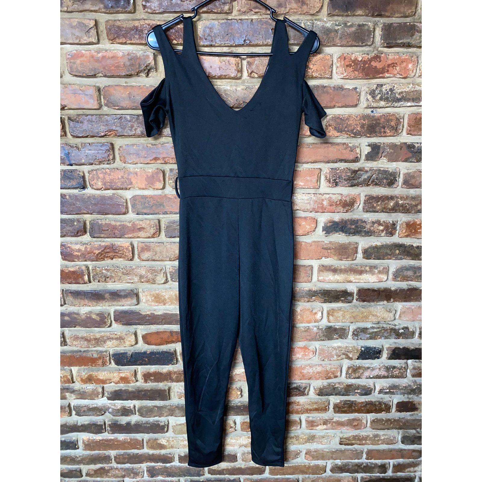 Other Krisp Black Cut-Out Cold Shoulder Short Sleeve Jumpsuit 8 Size 30" / US 8 / IT 44 - 2 Thumbnail