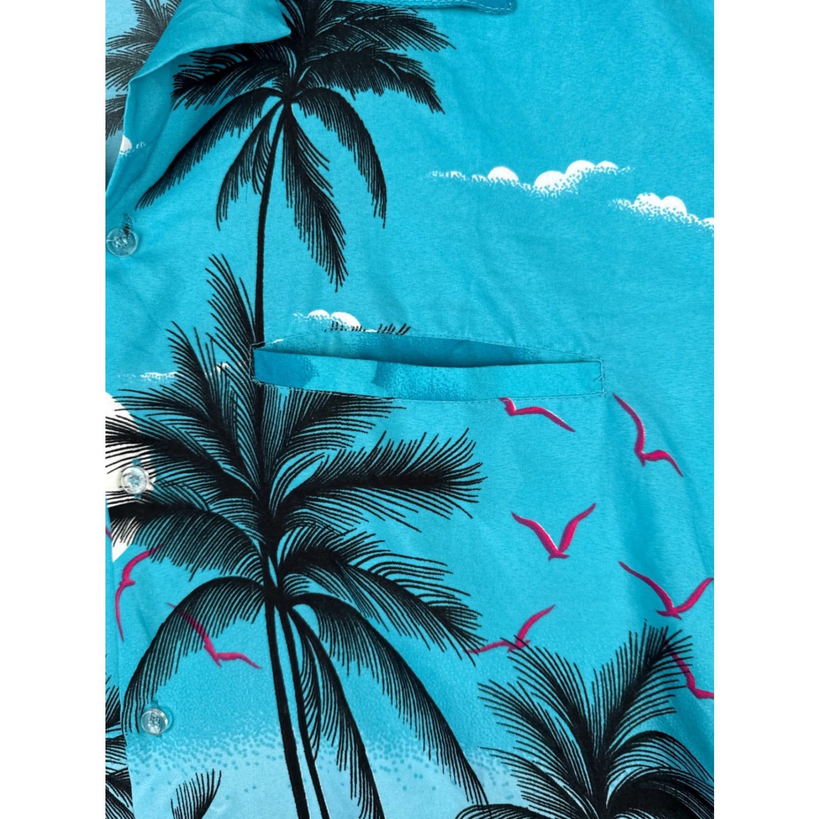 Vintage Hawaiian Shirt Mens 2XL XXL Blue Red Sunset Palm Beach Wind Surfer Button Up Size US XXL / EU 58 / 5 - 6 Thumbnail