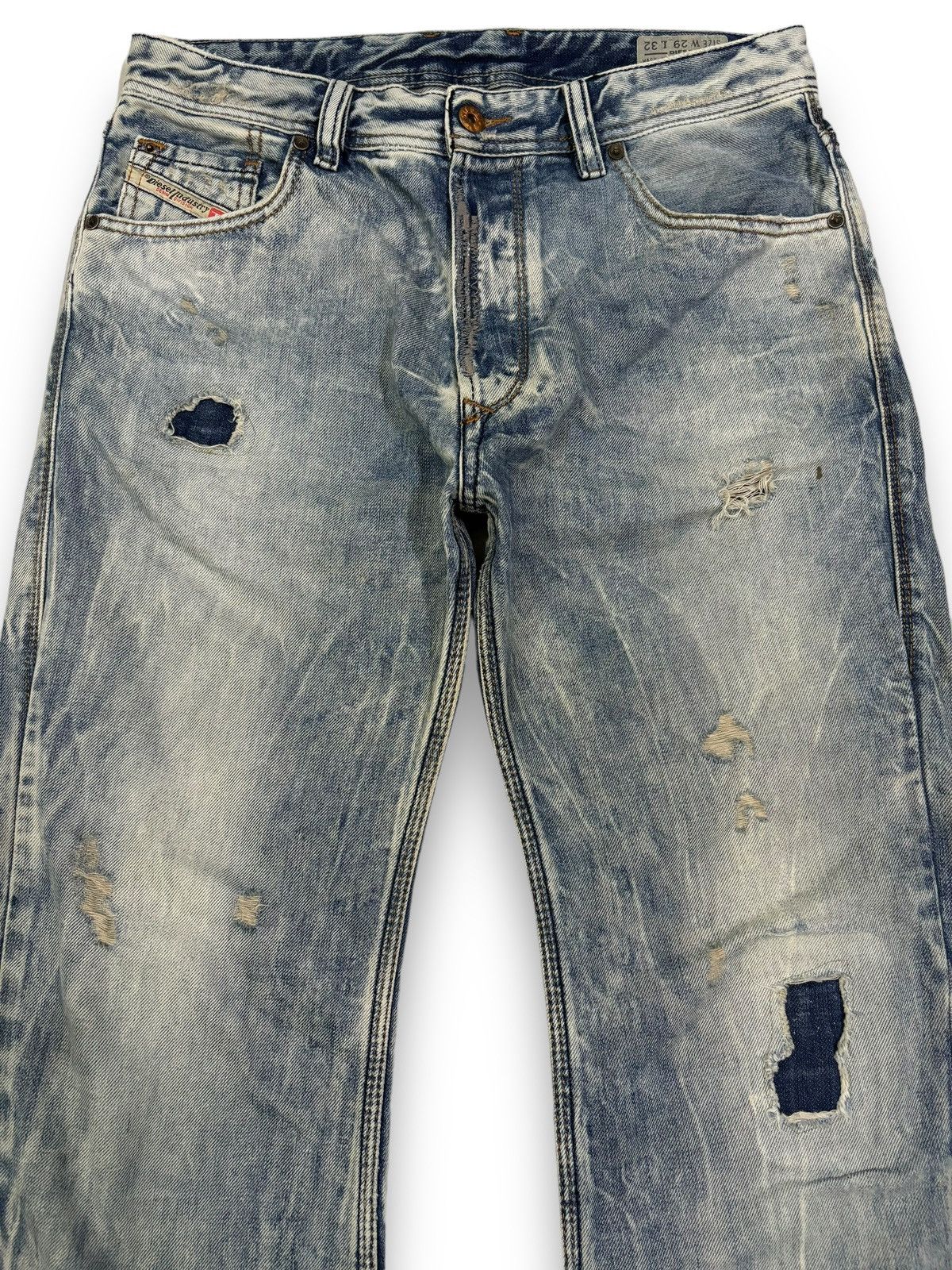 Diesel Diesel Industry Acid Wash Patched Distressed Curved Jeans Size US 31 - 3 Thumbnail