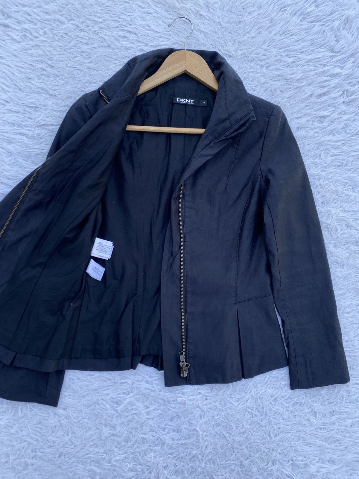 DKNY Rare DKNY Classic Black Cotton Zipper Jacket Size XS / US 0-2 / IT 36-38 - 6 Thumbnail