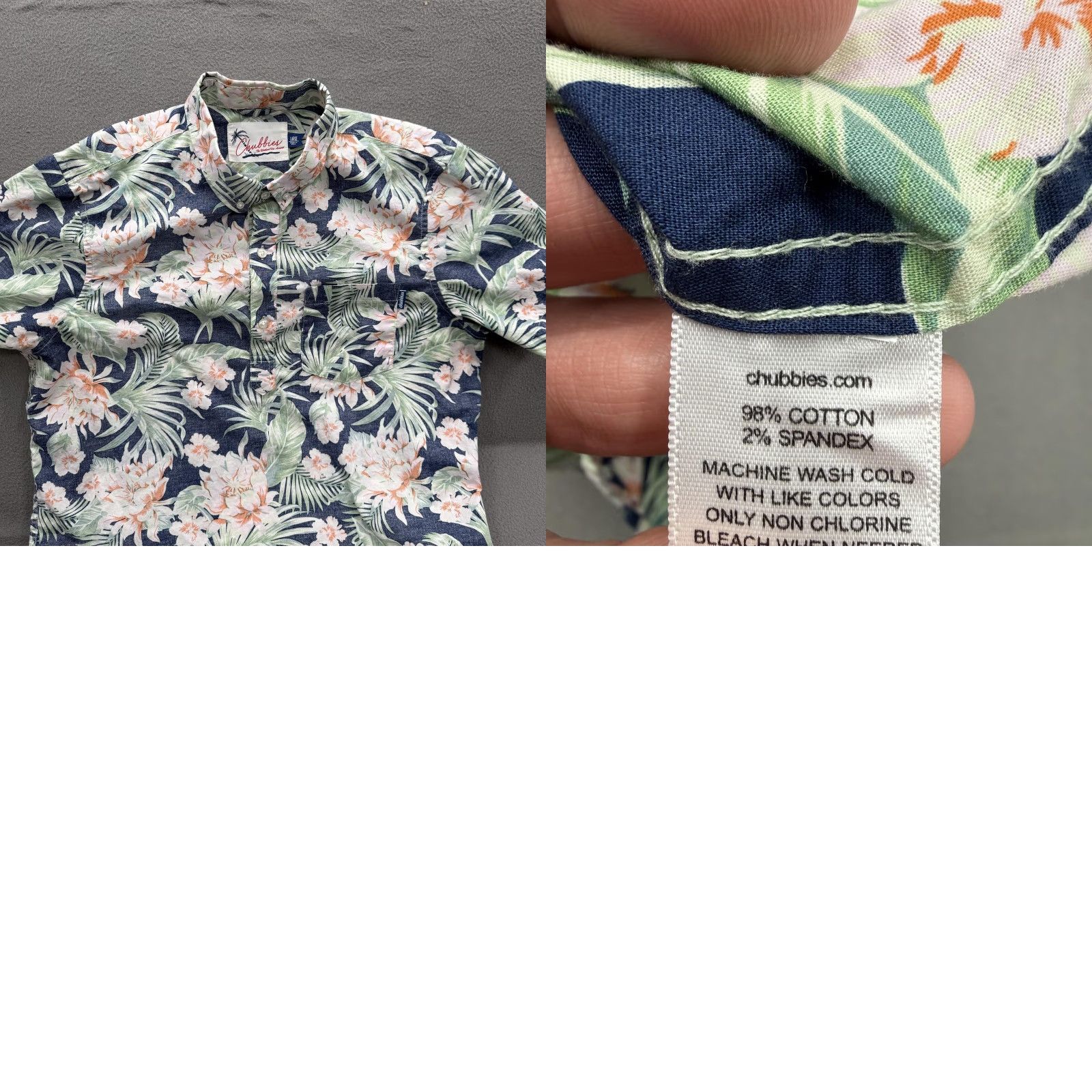 Chubbies Chubbies Shirt Mens Large Blue Floral Hawaiian Tropical Short Sleeve Button Up Size US L / EU 52-54 / 3 - 8 Thumbnail