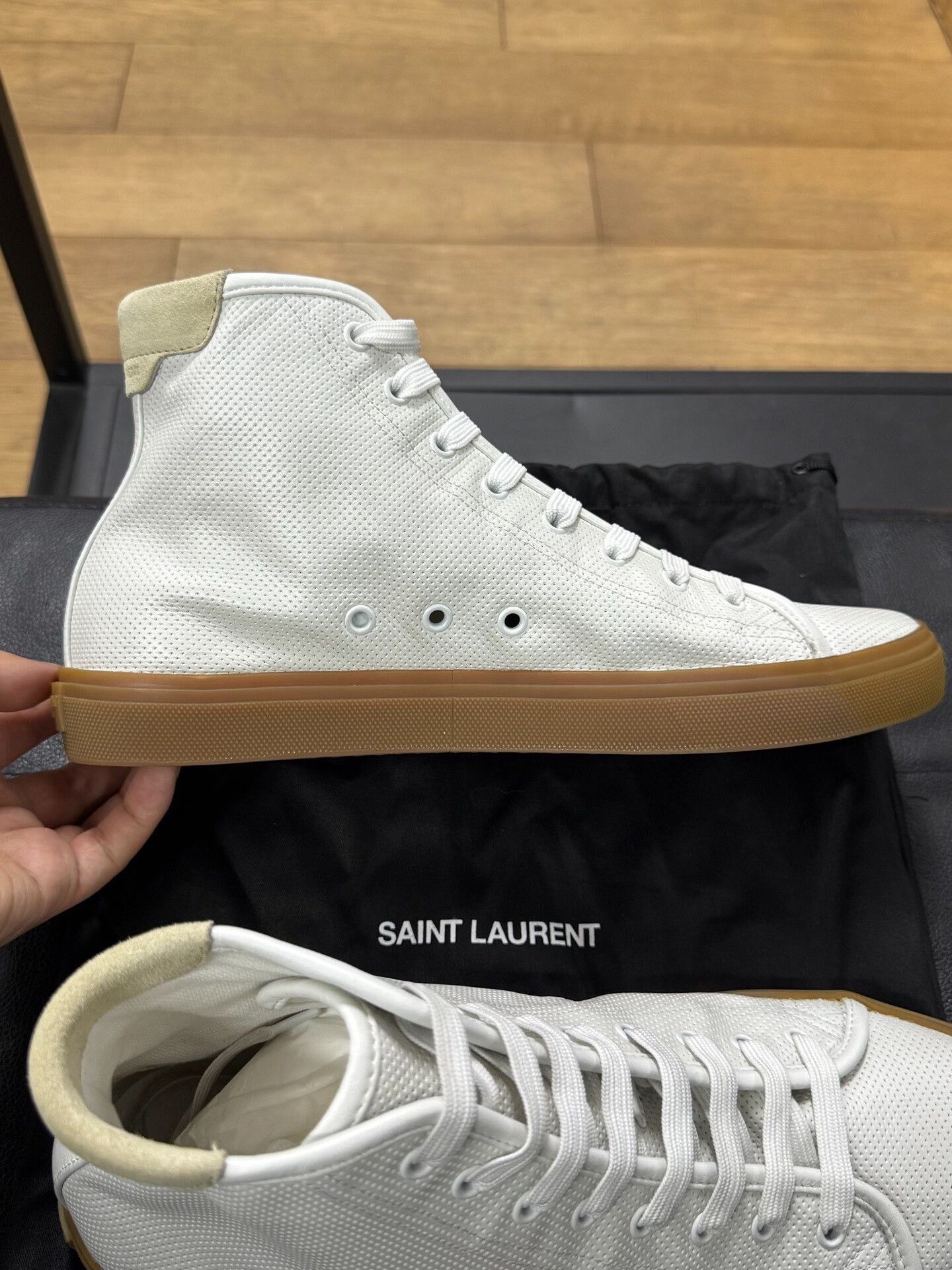 Saint Laurent Paris saint laurent white high-top sneakers for men Size US 9 / EU 42 - 4 Thumbnail