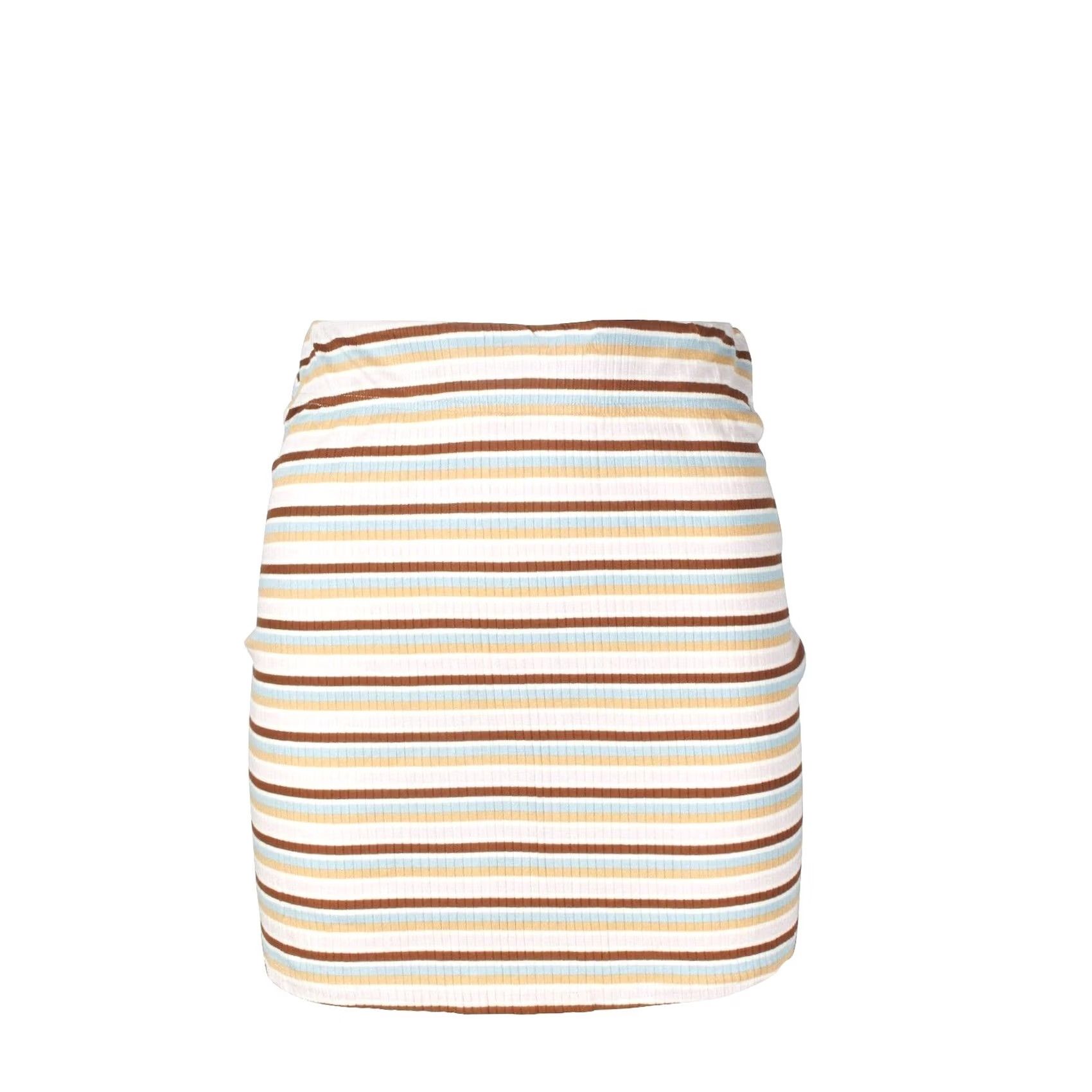 O'Neill O'Neill Women's All Day Morette Stripe Skirt - Brown Blue Yellow Pink, 95% Viscose 5% Spandex, Pull On, Lightweight, Casual, Skirt, S, Womens Size 28" / US 6 / IT 42 - 2 Thumbnail