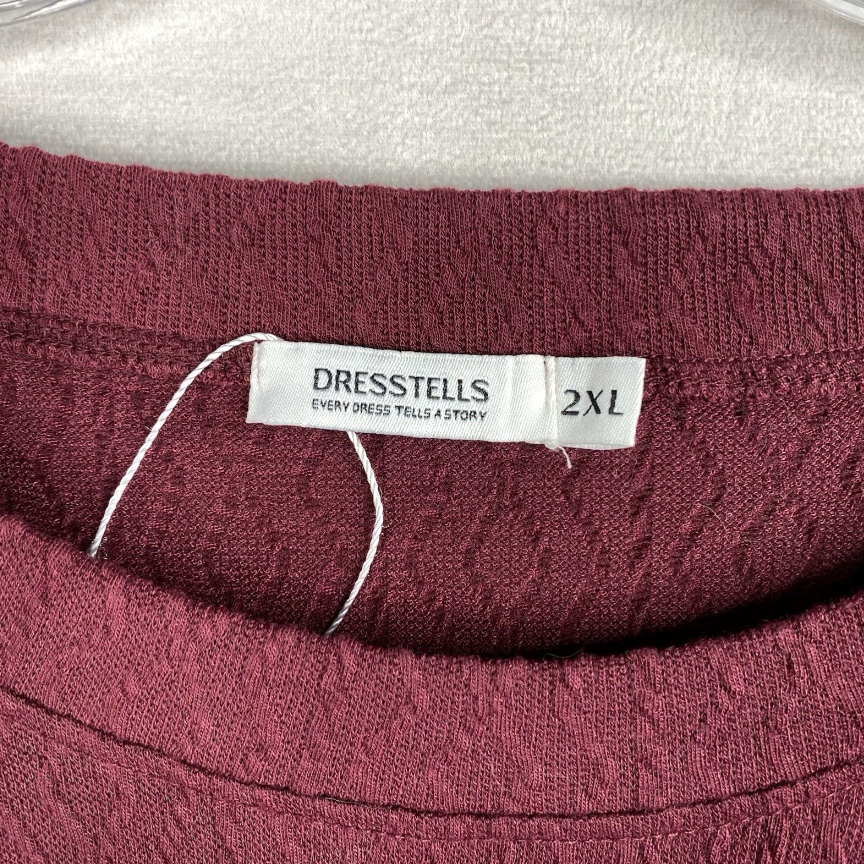 Vintage DressTells Dress 2XL Burgundy Long Sleeve Knit Pullover Textured Geometric NWT Size XXL / US 16-18 / IT 52-54 - 2 Thumbnail