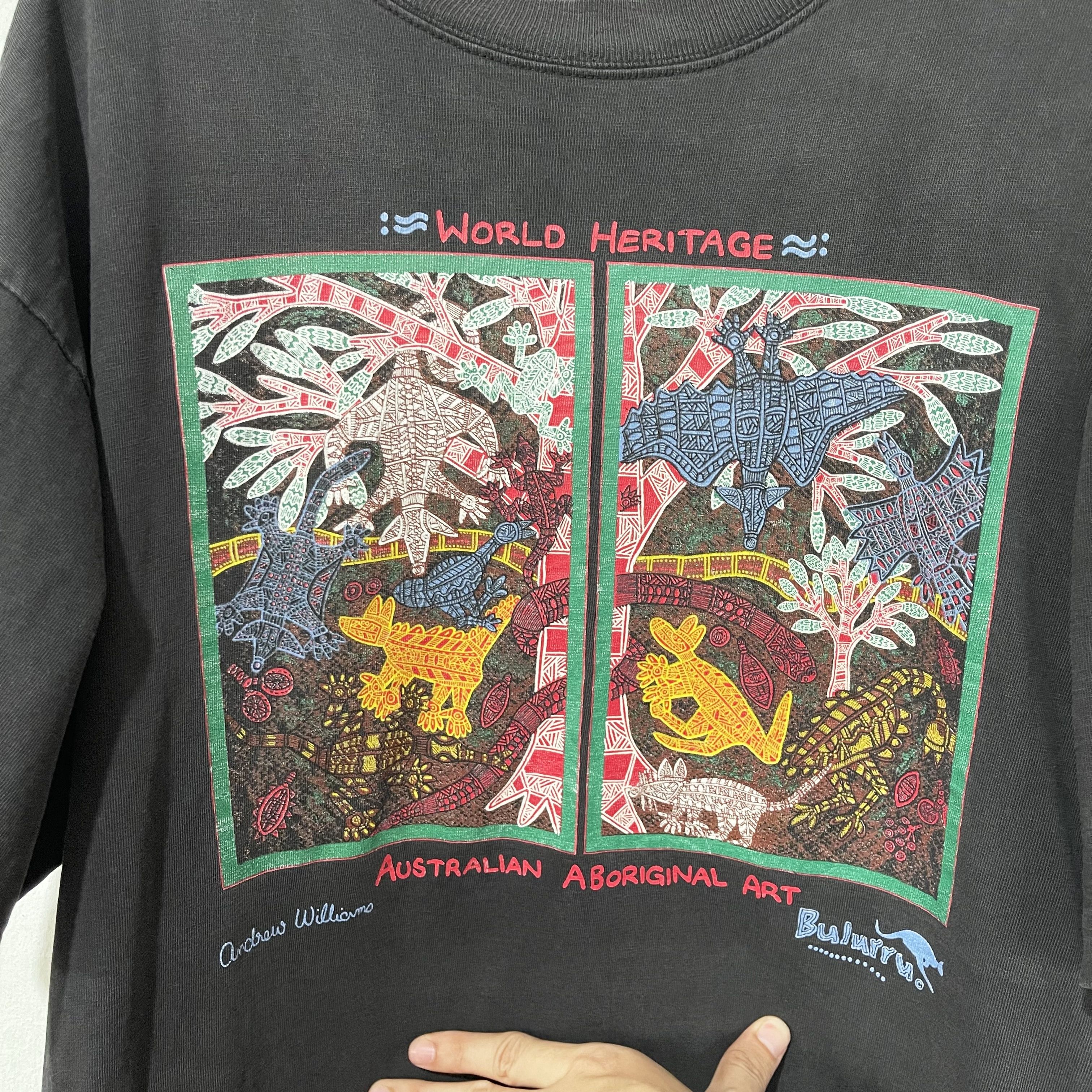Vintage Vintage 90s World Heritage Australian Aboriginal T-Shirt Size US L / EU 52-54 / 3 - 2 Thumbnail