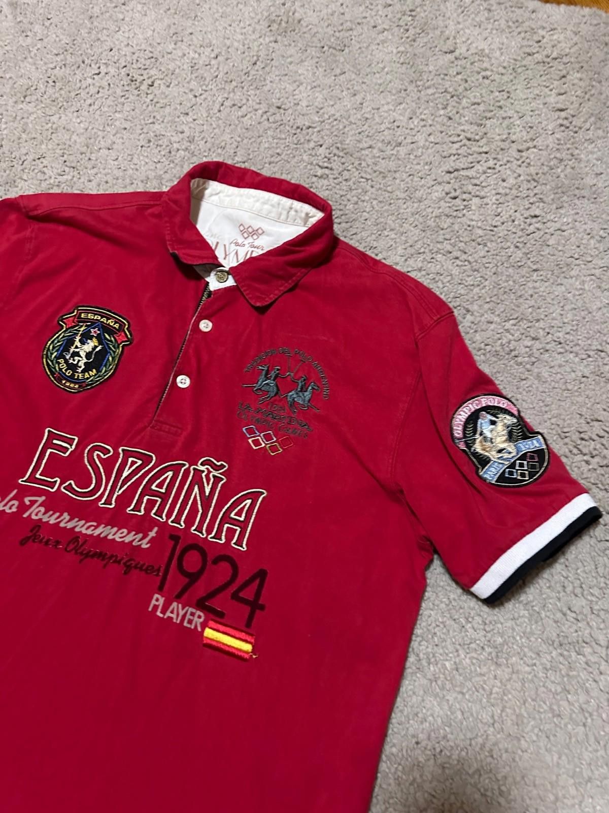 La Martina LA MARTINA Mens Polo Shirt Red L Espana Spain Cotton No 3 Size US L / EU 52-54 / 3 - 3 Thumbnail