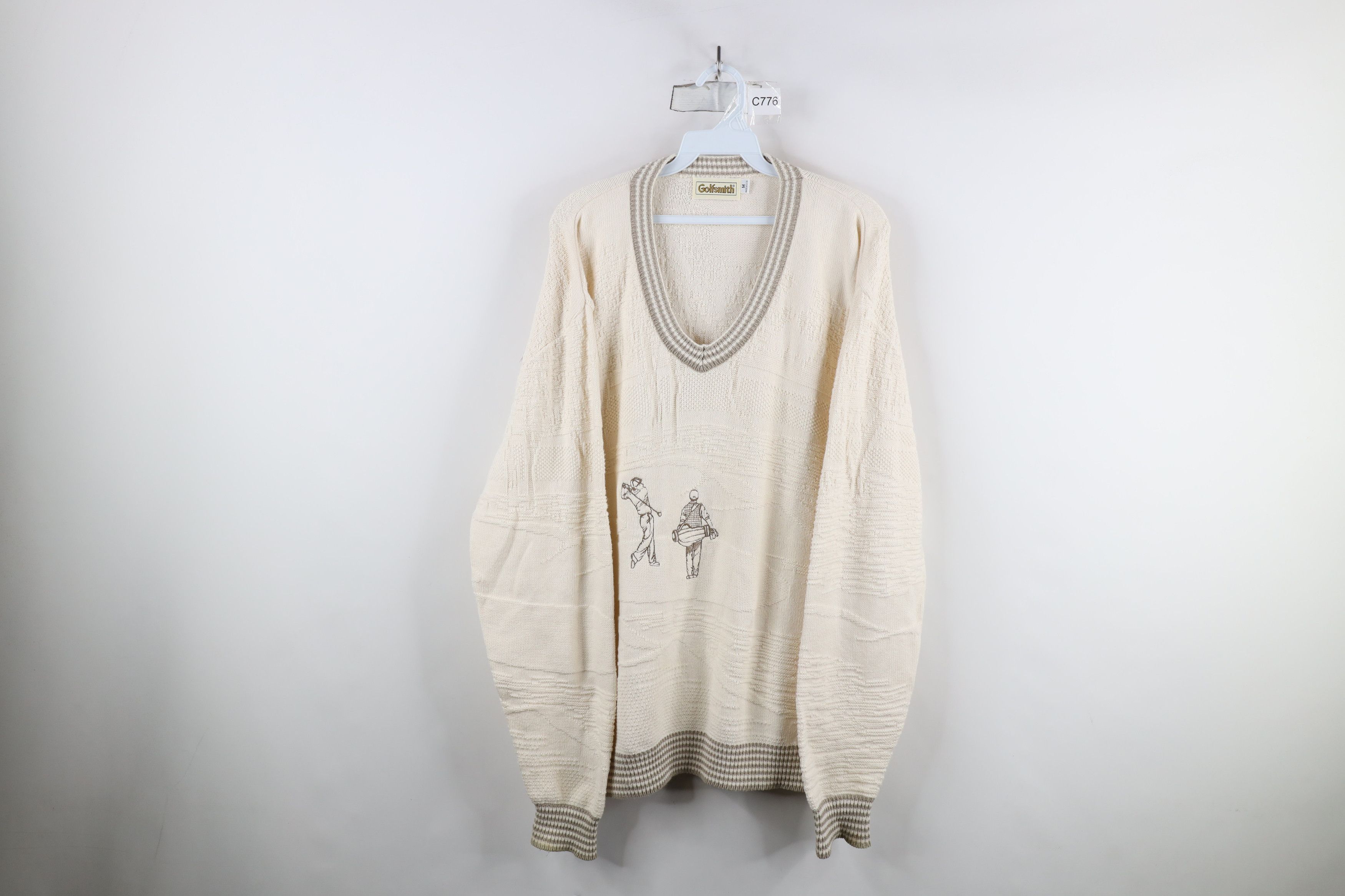 Vintage Vintage 90s Streetwear Print Knit Golf V-Neck Sweater USA Size US M / EU 48-50 / 2 - 1 Thumbnail