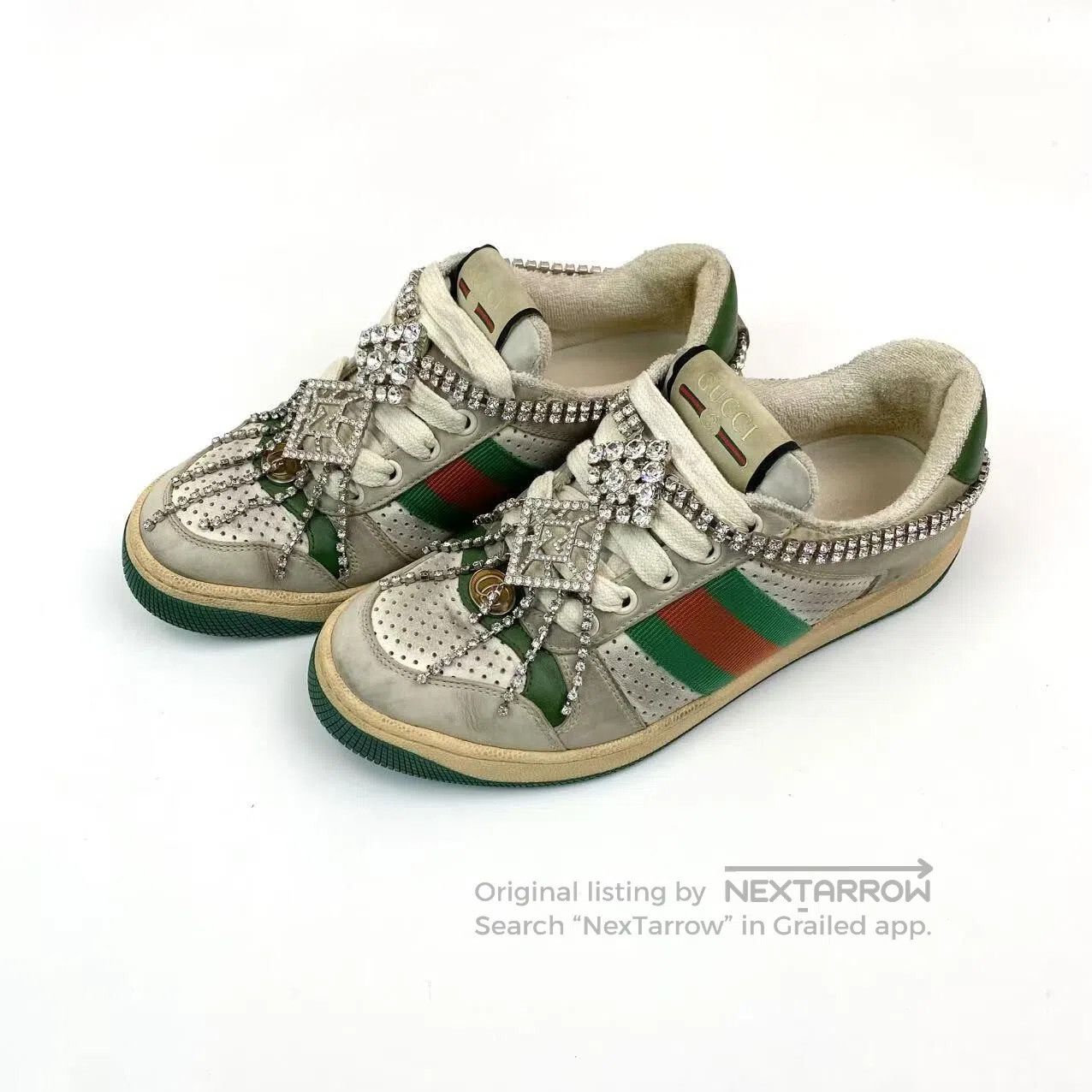 Gucci Guicci Rhinestone pendant classic dirty shoes| Size US 4.5 / IT 34.5 - 1 Thumbnail