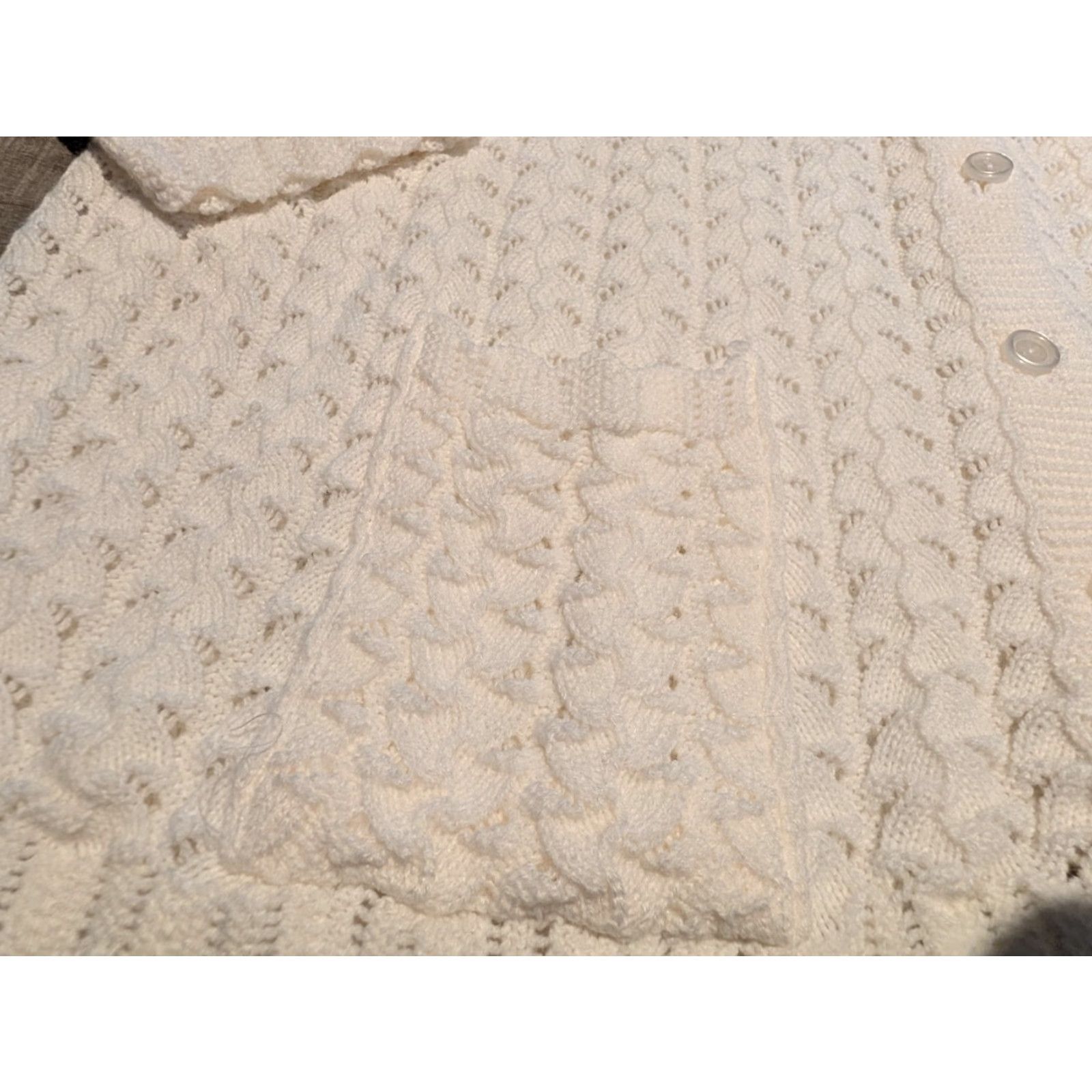 Vintage VINTAGE Carly Blake Cardigan Sweater Womens Open-Knit Crochet L White Regular Size L All Seasons 80s 90s Designer Hipster Elegant USA Made Size L / US 10 / IT 46 - 5 Thumbnail