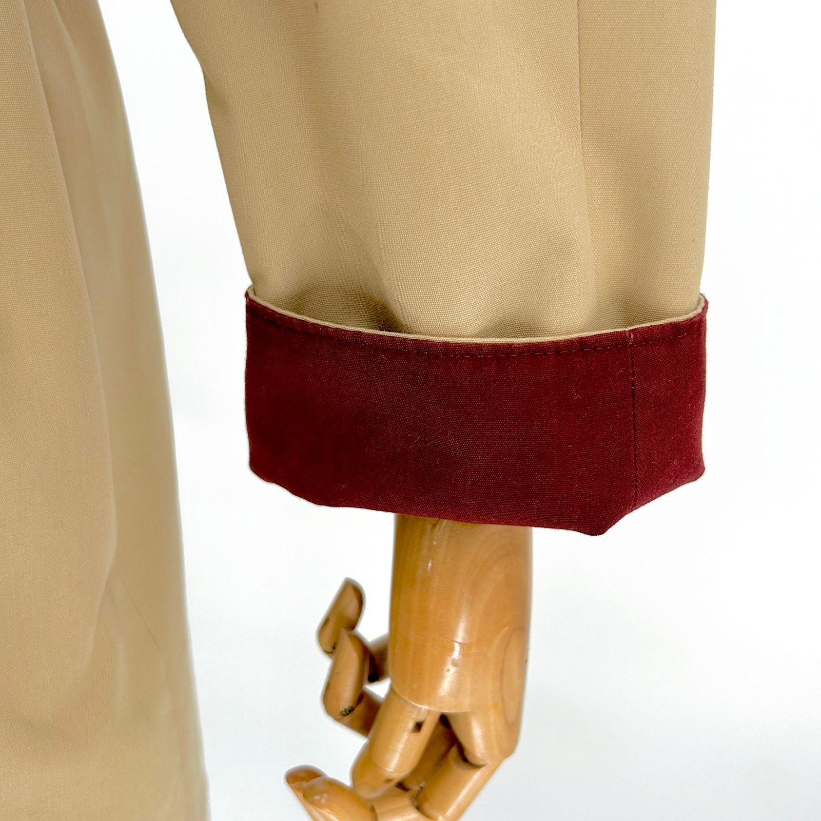 Etienne Aigner Vintage 80s Tan Maroon Reversible Belted Trench Coat Size M / US 6-8 / IT 42-44 - 4 Thumbnail