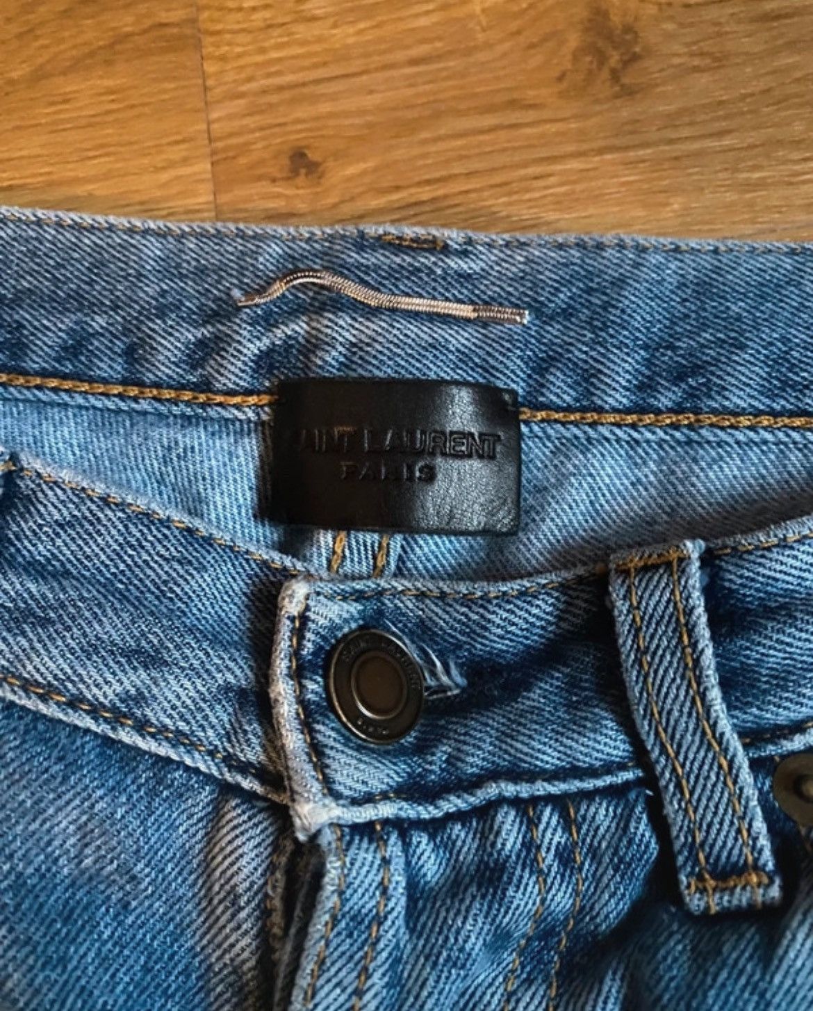 Saint Laurent Paris Saint Laurent Blue distressed crash Logo D14 Denim Jeans Size US 32 / EU 48 - 4 Thumbnail