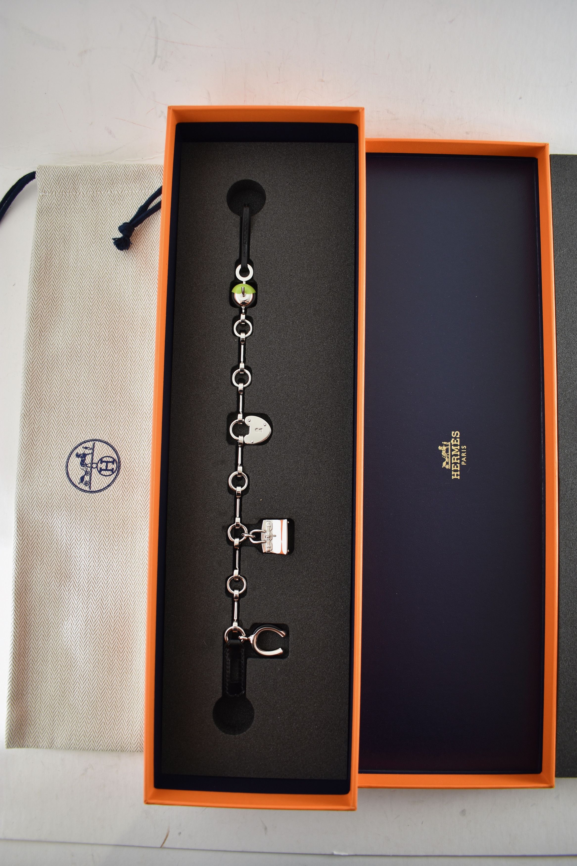 Hermes Hermes Bijou De Sac Charm Green Apple Birkin Kelly Black Bag Size ONE SIZE - 7 Thumbnail