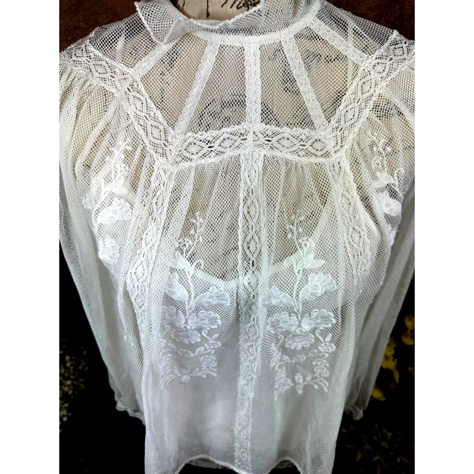 Other St Roche Ruffle Lace Embroidered Flores Top White Size 4 Size S / US 4 / IT 40 - 6 Thumbnail