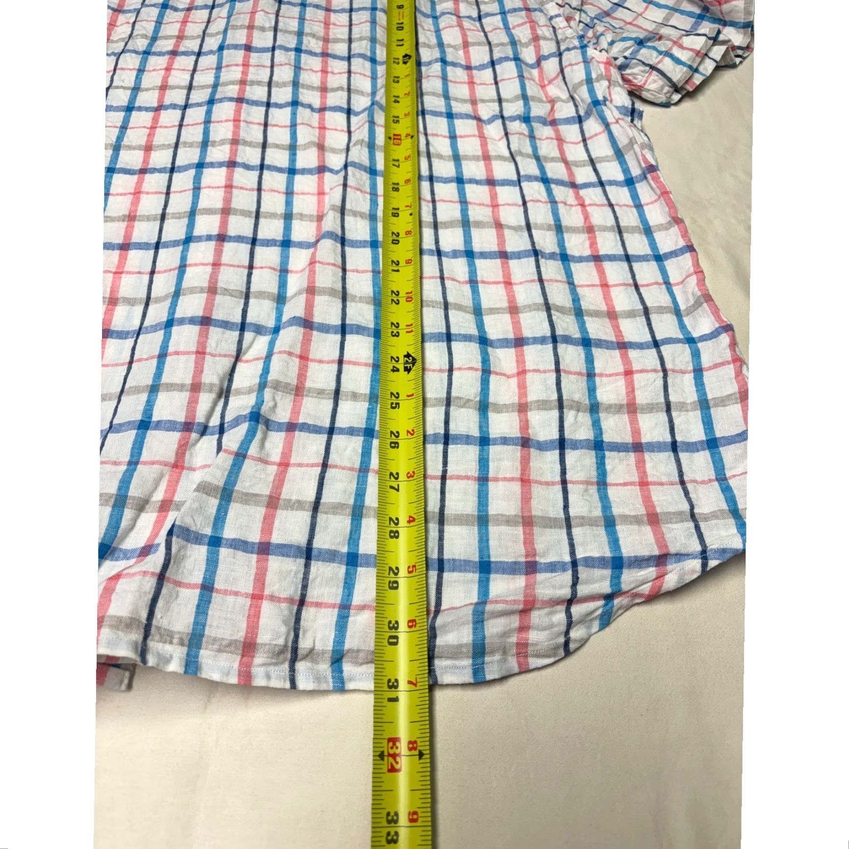 Tommy Bahama Tommy Bahama Short Sleeve Button-Up Shirt Plaid Linen XX L Mens White Size US XXL / EU 58 / 5 - 6 Thumbnail